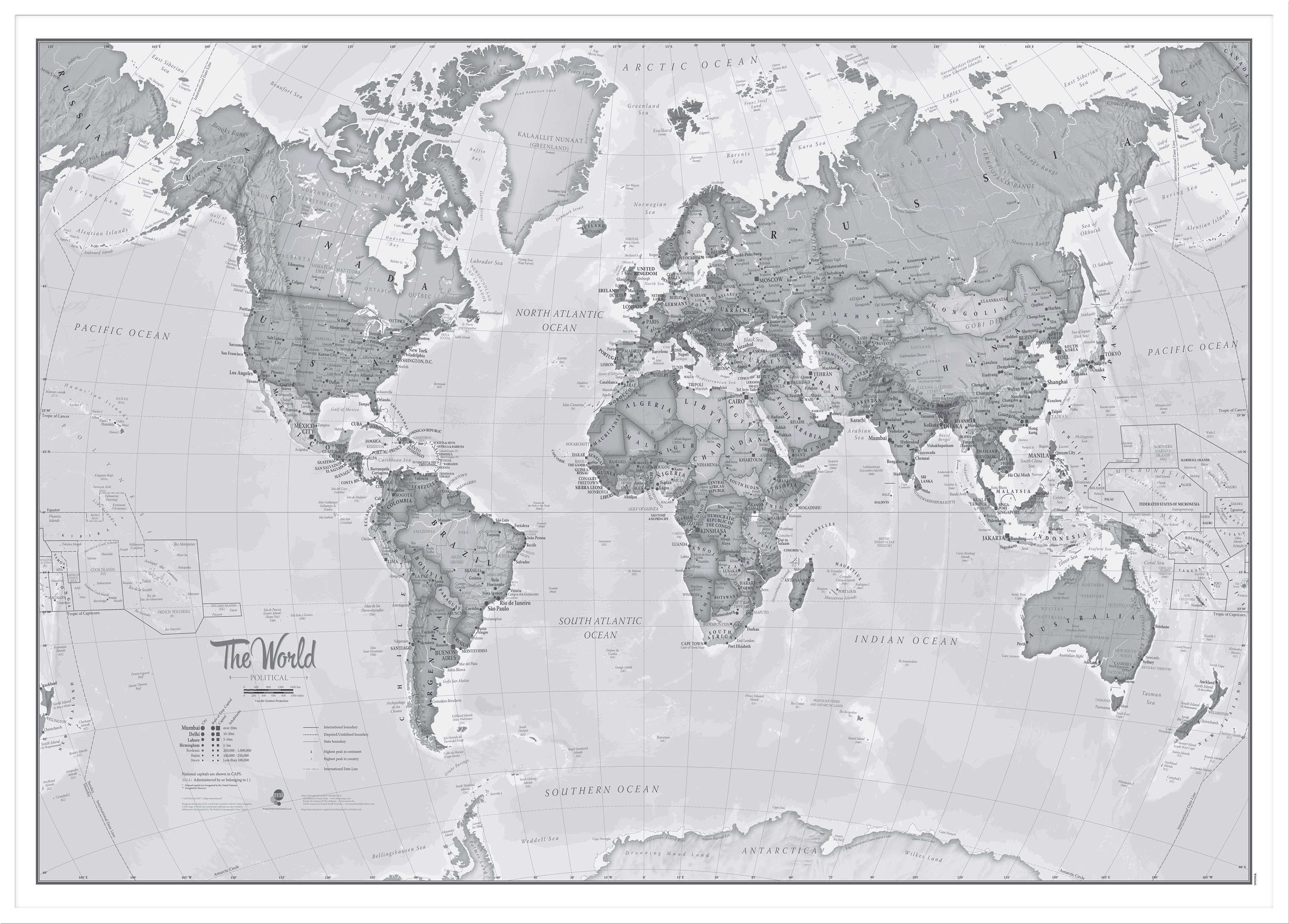 WM01643_L_LBWWH - The World Is Art - Wall Map Grey