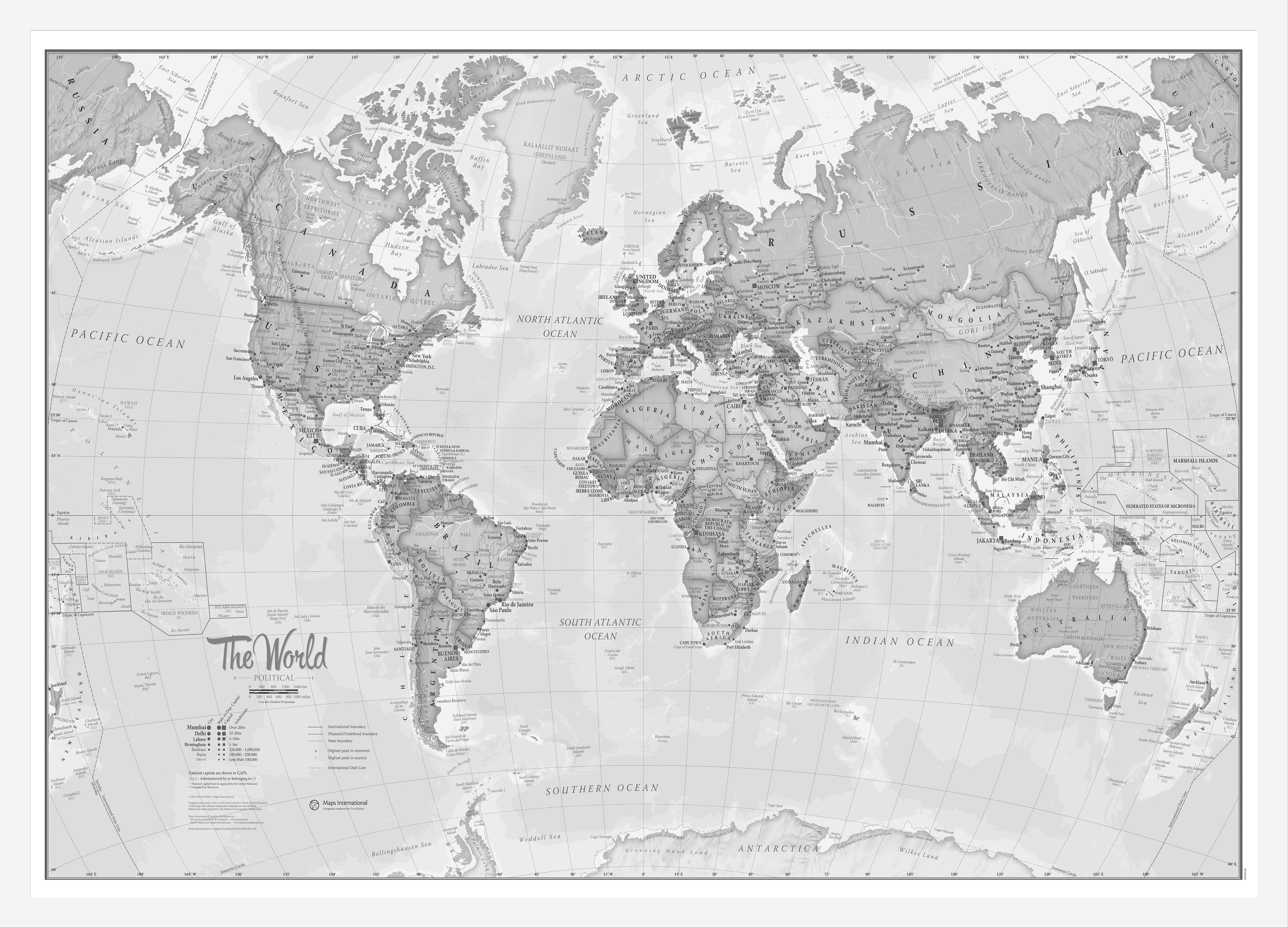 WM01643_L_WDWHI - The World Is Art - Wall Map Grey