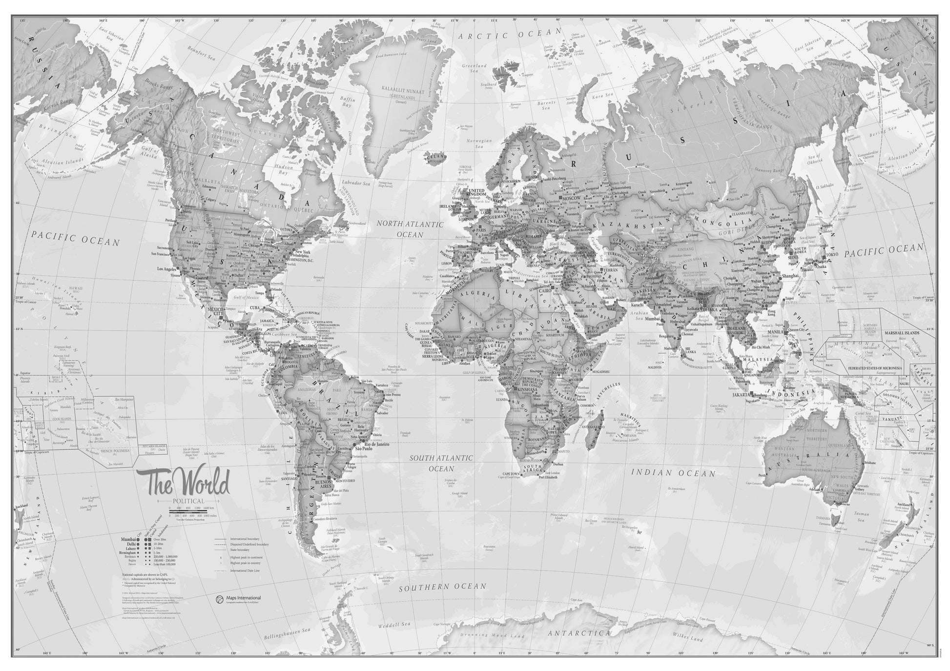 WM01643_M_PAPER - The World Is Art - Wall Map Grey