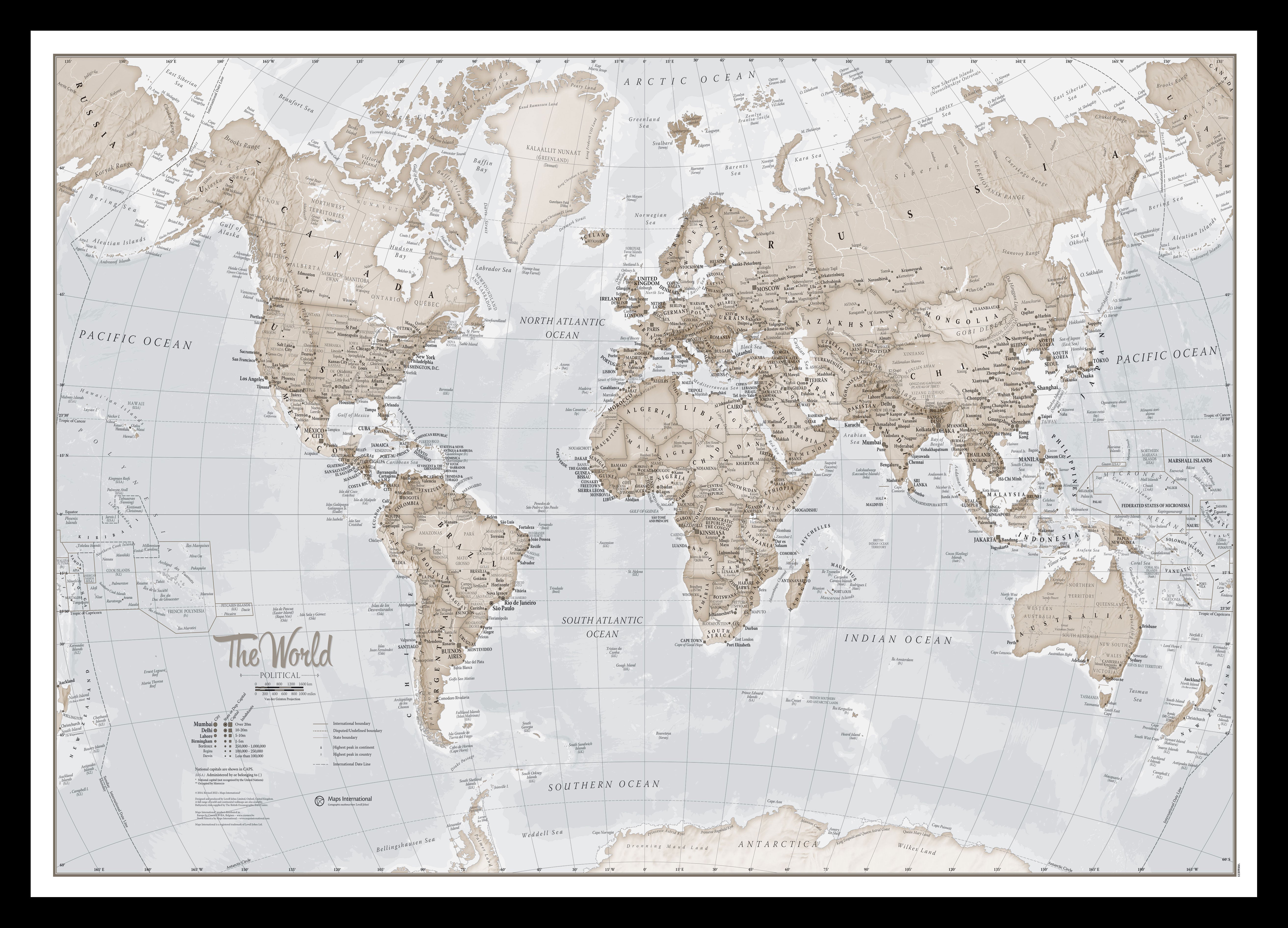 The World Is Art Wall Map Neutral Black Frame Pinbl
