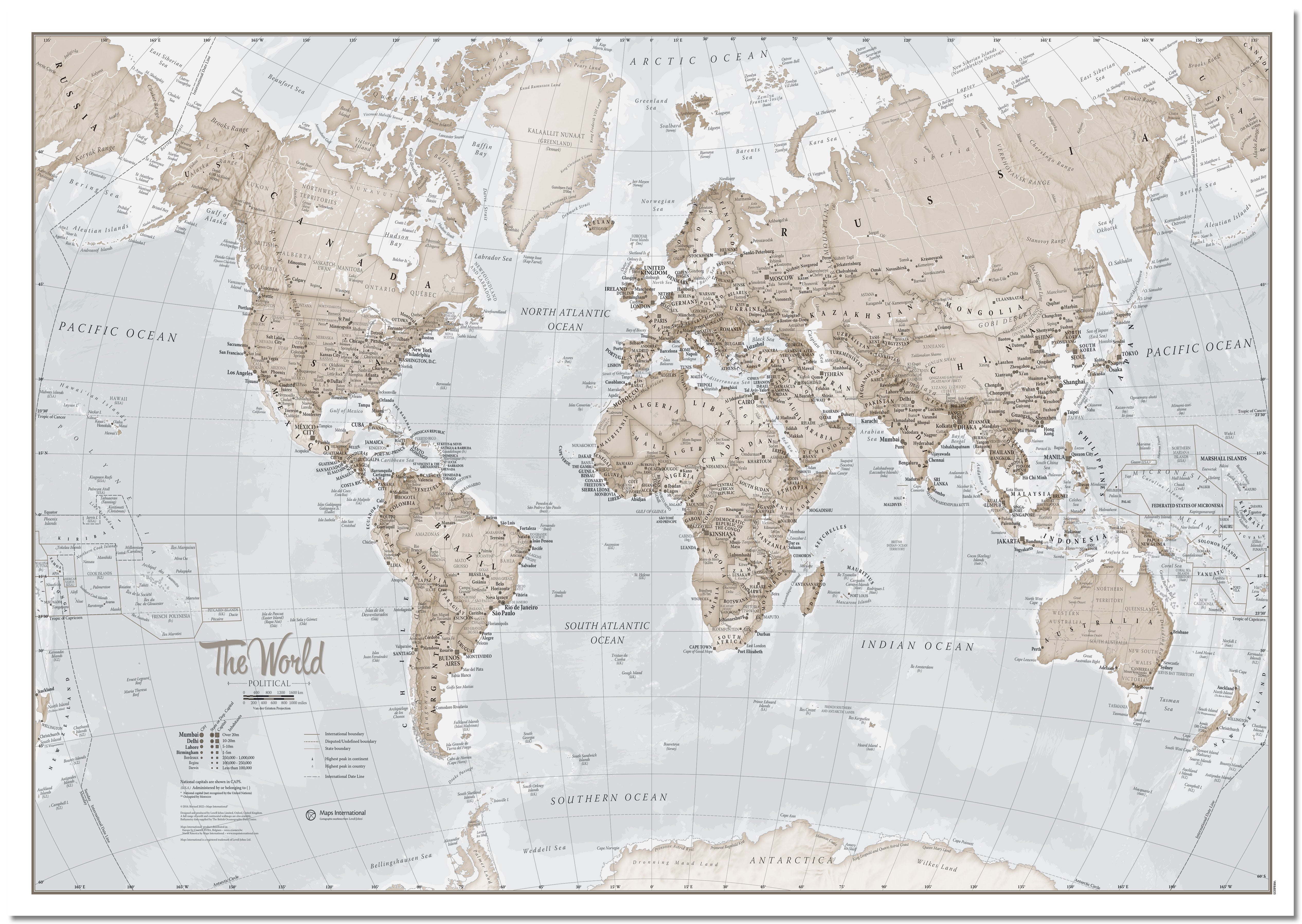 The World Is Art Wall Map Neutral Board Board