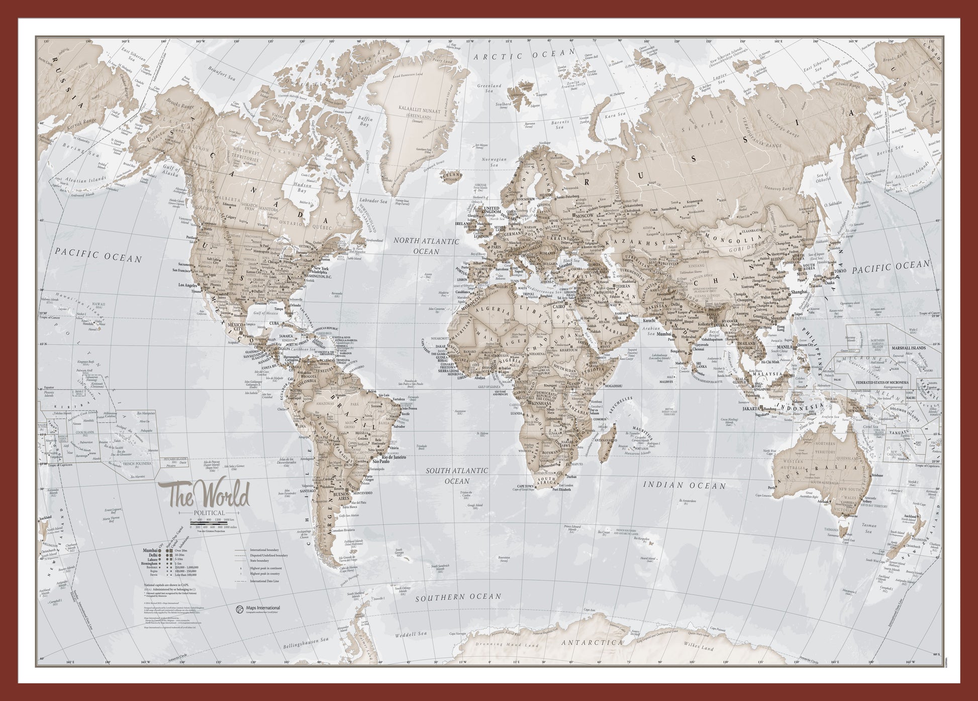 The World Is Art Wall Map Neutral Oak Frame Pinok