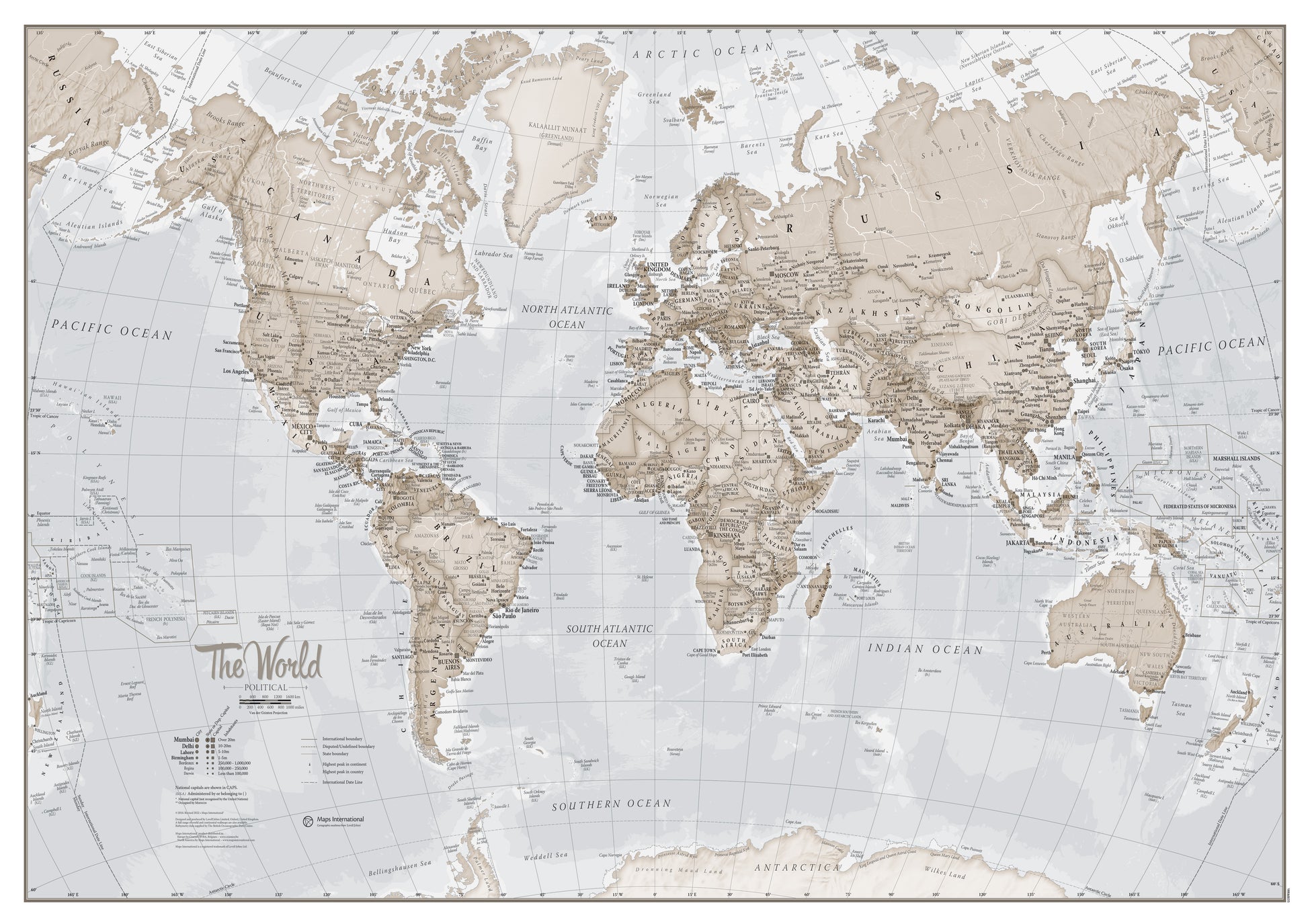 The World Is Art Wall Map Neutral