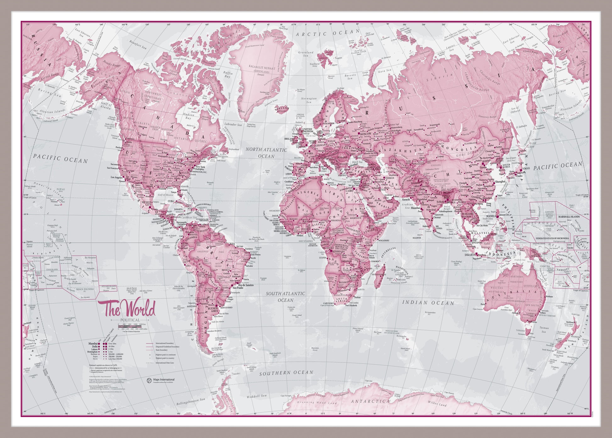 WM00273_S_PINAL - The World Is Art - Wall Map Pink