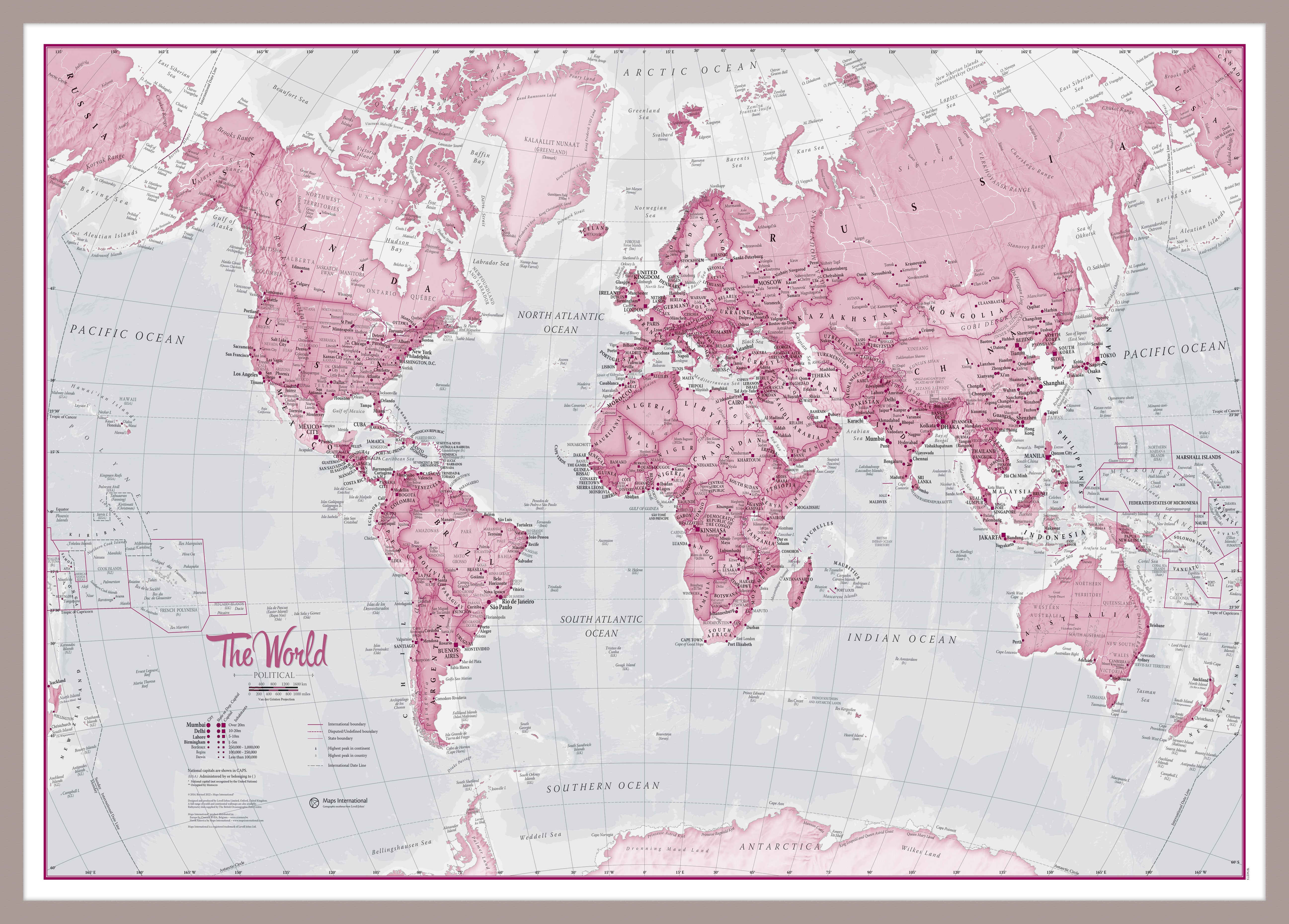 WM00273_S_PINAL - The World Is Art - Wall Map Pink