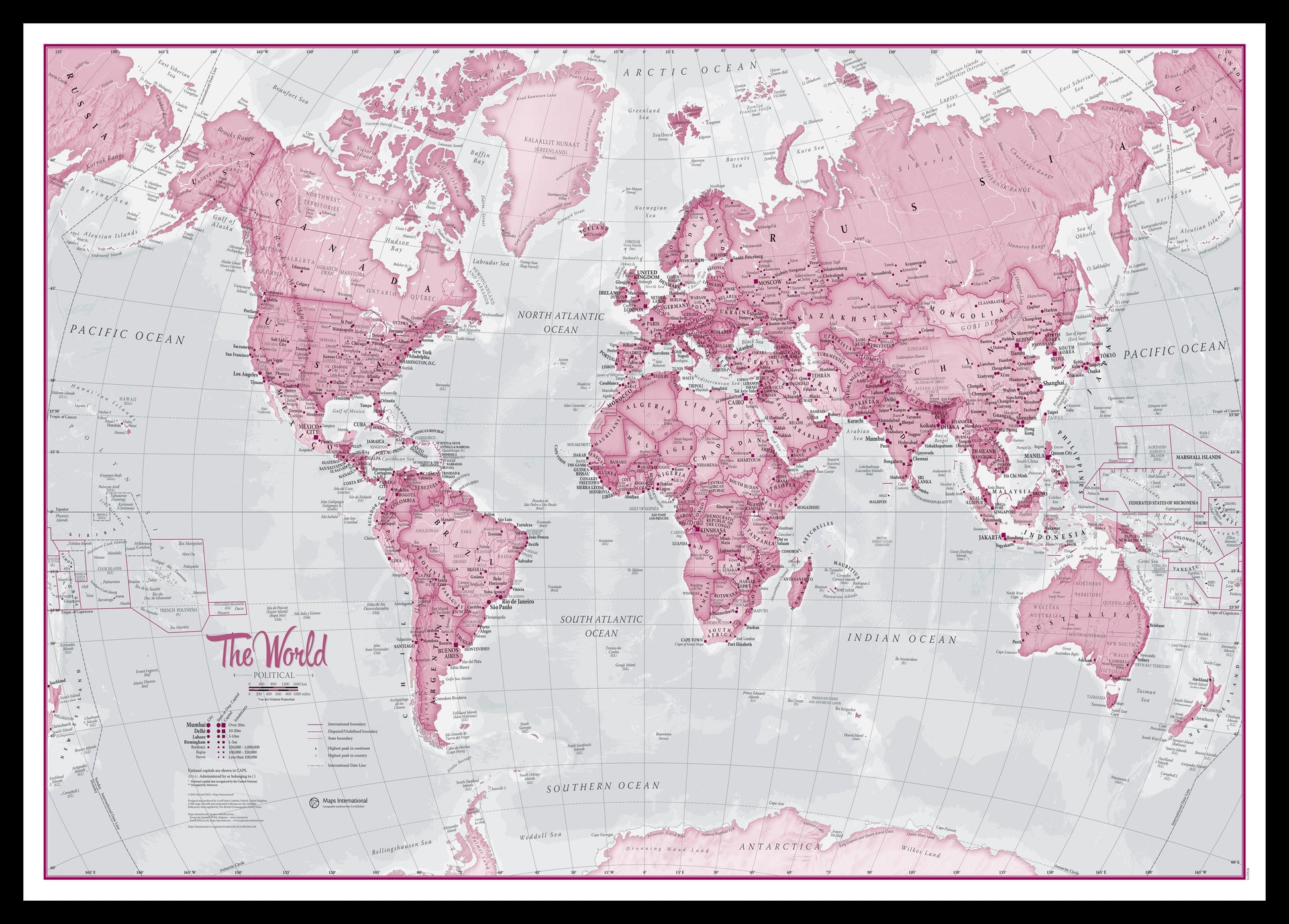 WM00273_M_PINBL - The World Is Art - Wall Map Pink