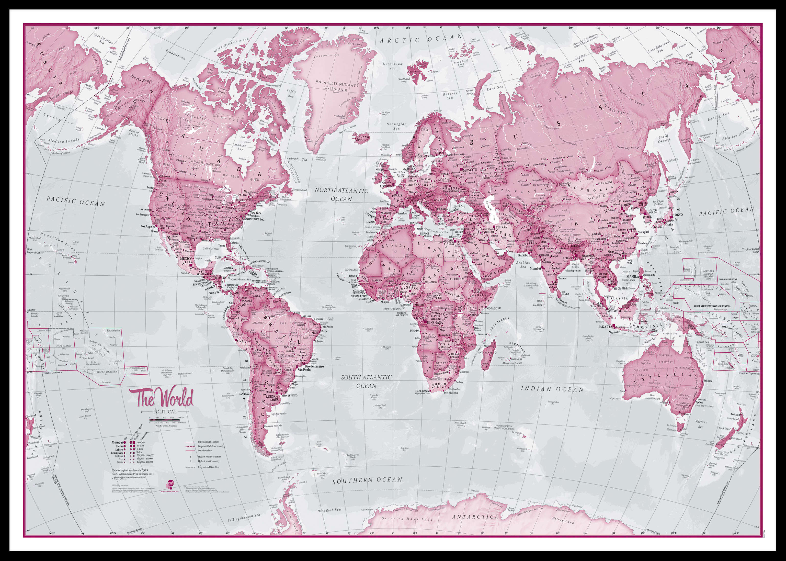 WM00273_L_LBDBL - The World Is Art - Wall Map Pink