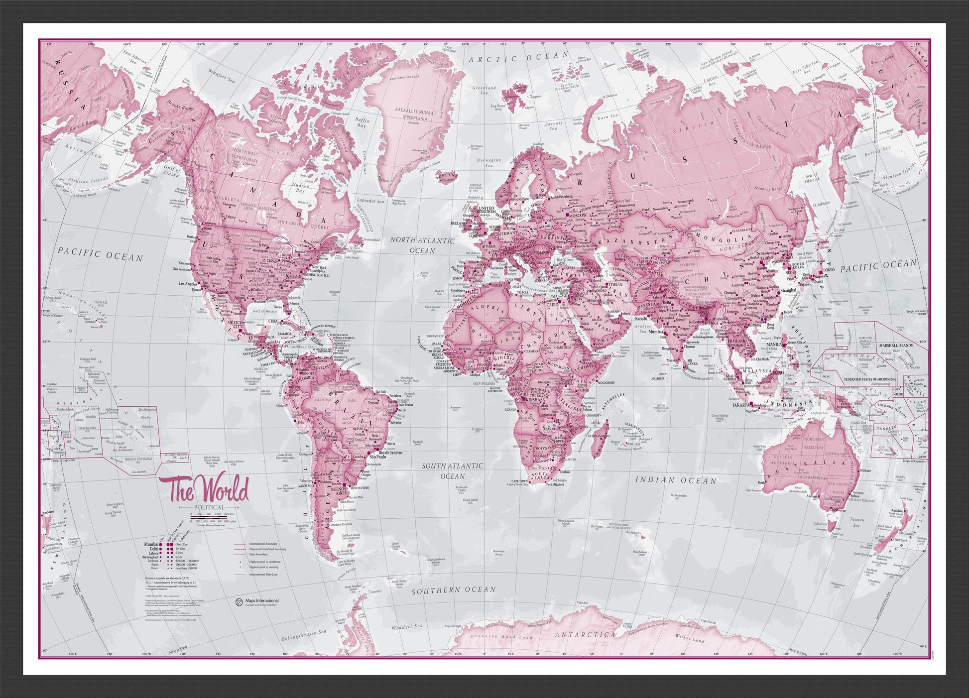 WM00273_M_WDBLA - The World Is Art - Wall Map Pink
