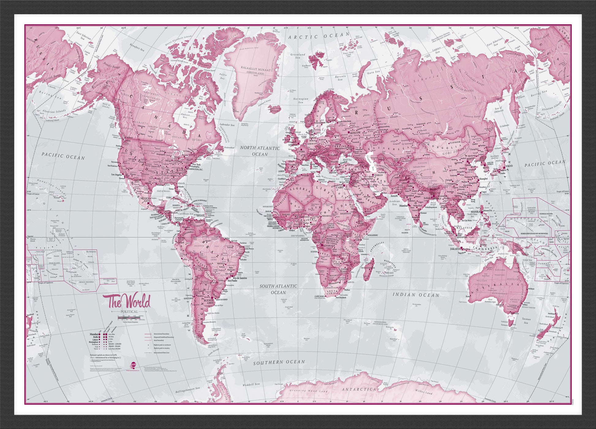 WM00273_M_BWBLA - The World Is Art - Wall Map Pink