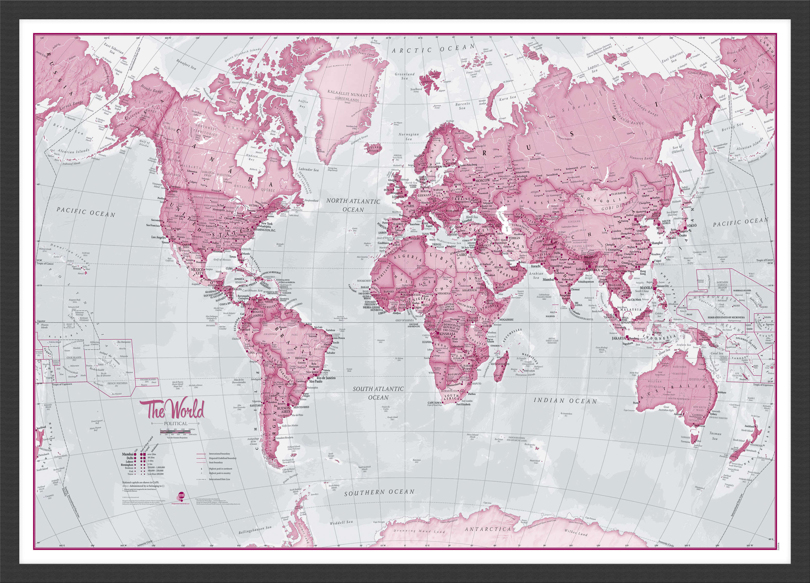 WM00273_S_BWBLA - The World Is Art - Wall Map Pink