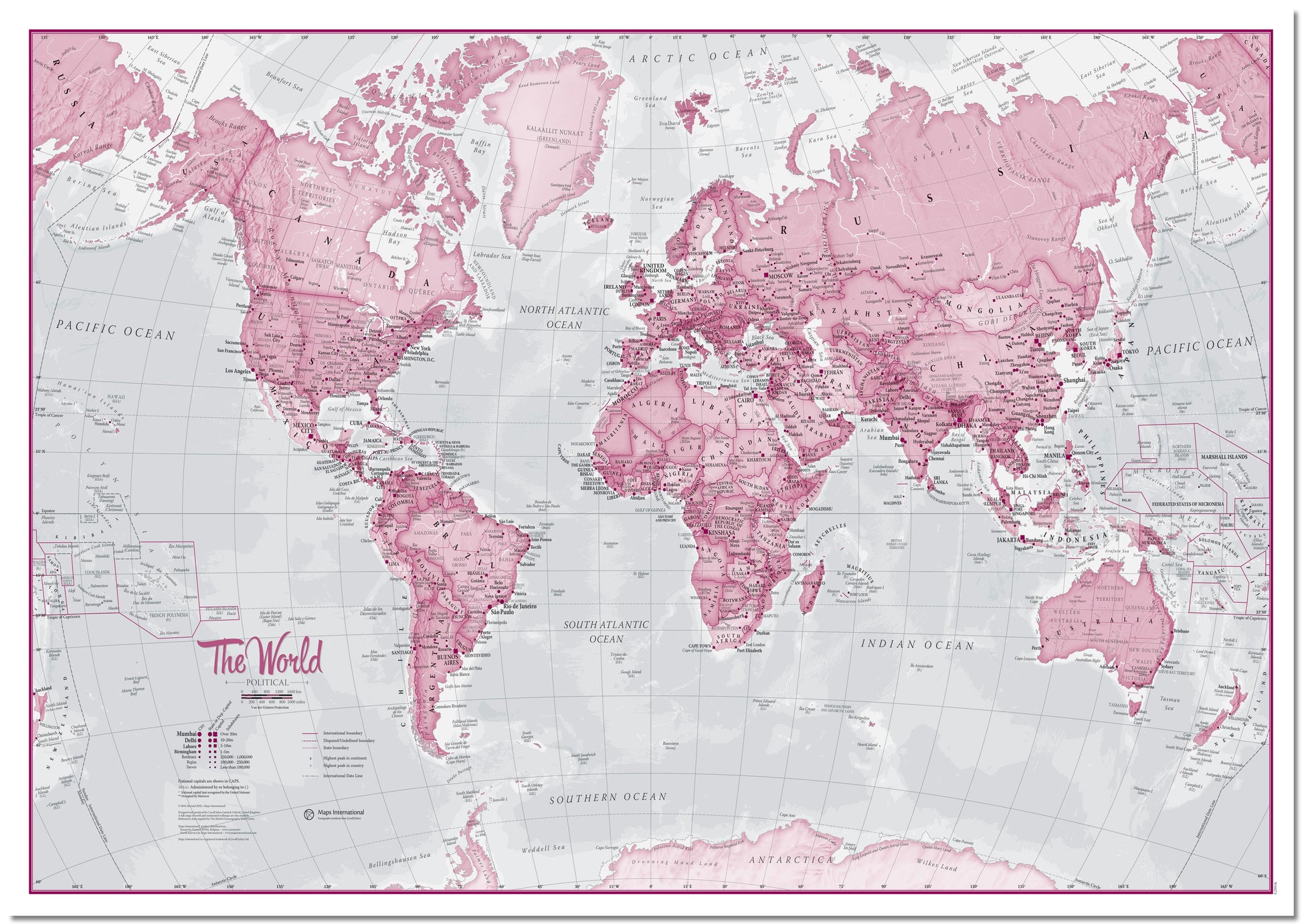 WM00273_L_LMBRD - The World Is Art - Wall Map Pink