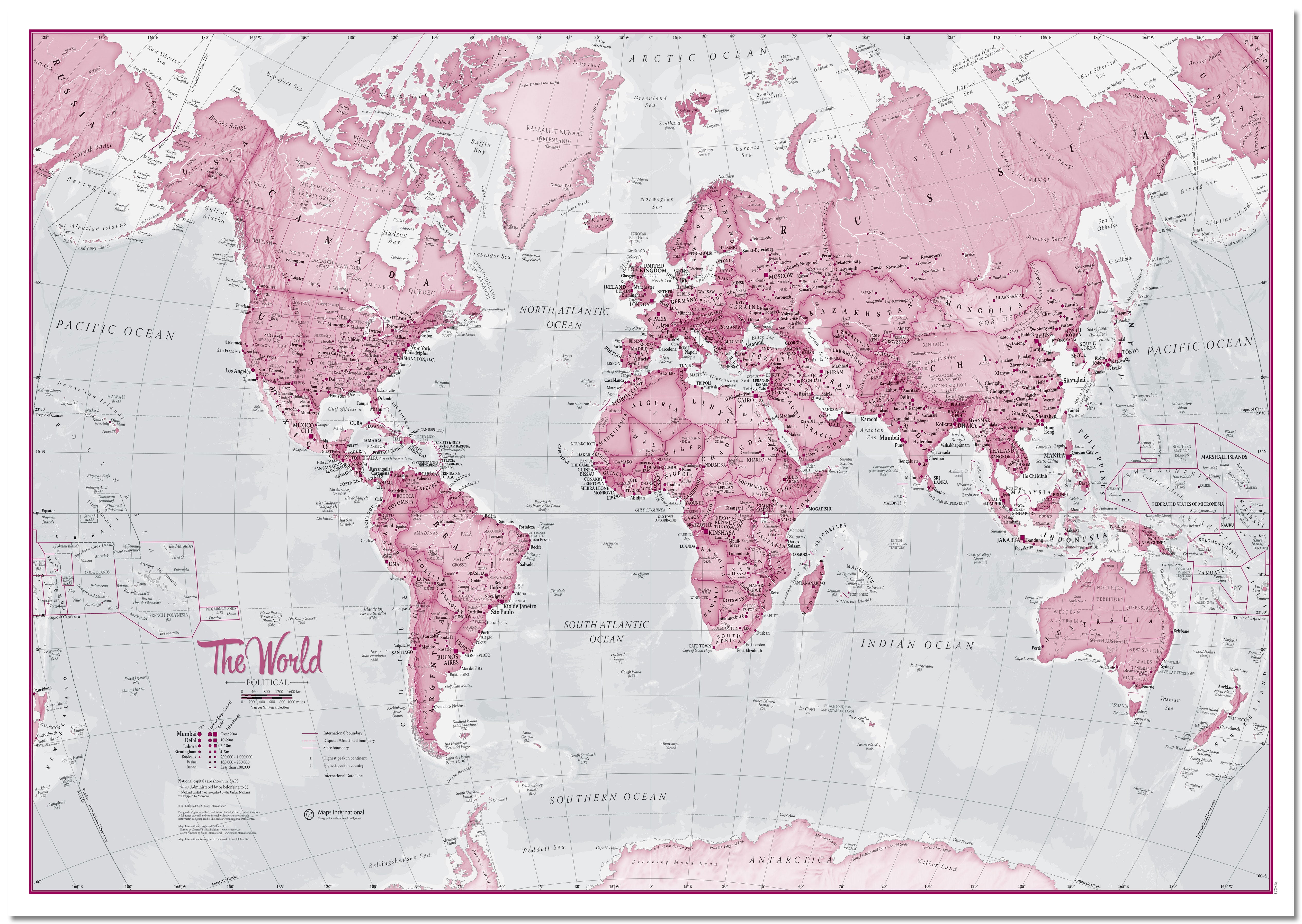 WM00273_H_LMBRD - The World Is Art - Wall Map Pink