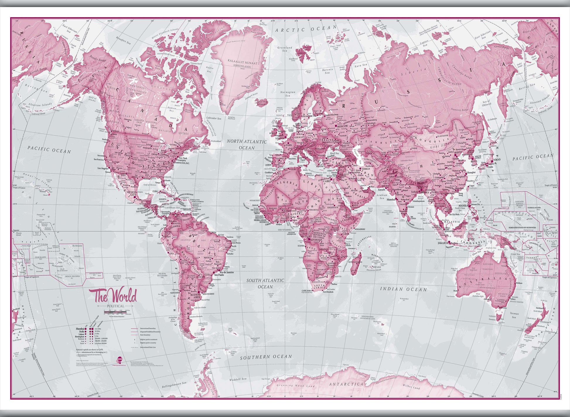 WM00273_L_CANHB - The World Is Art - Wall Map Pink