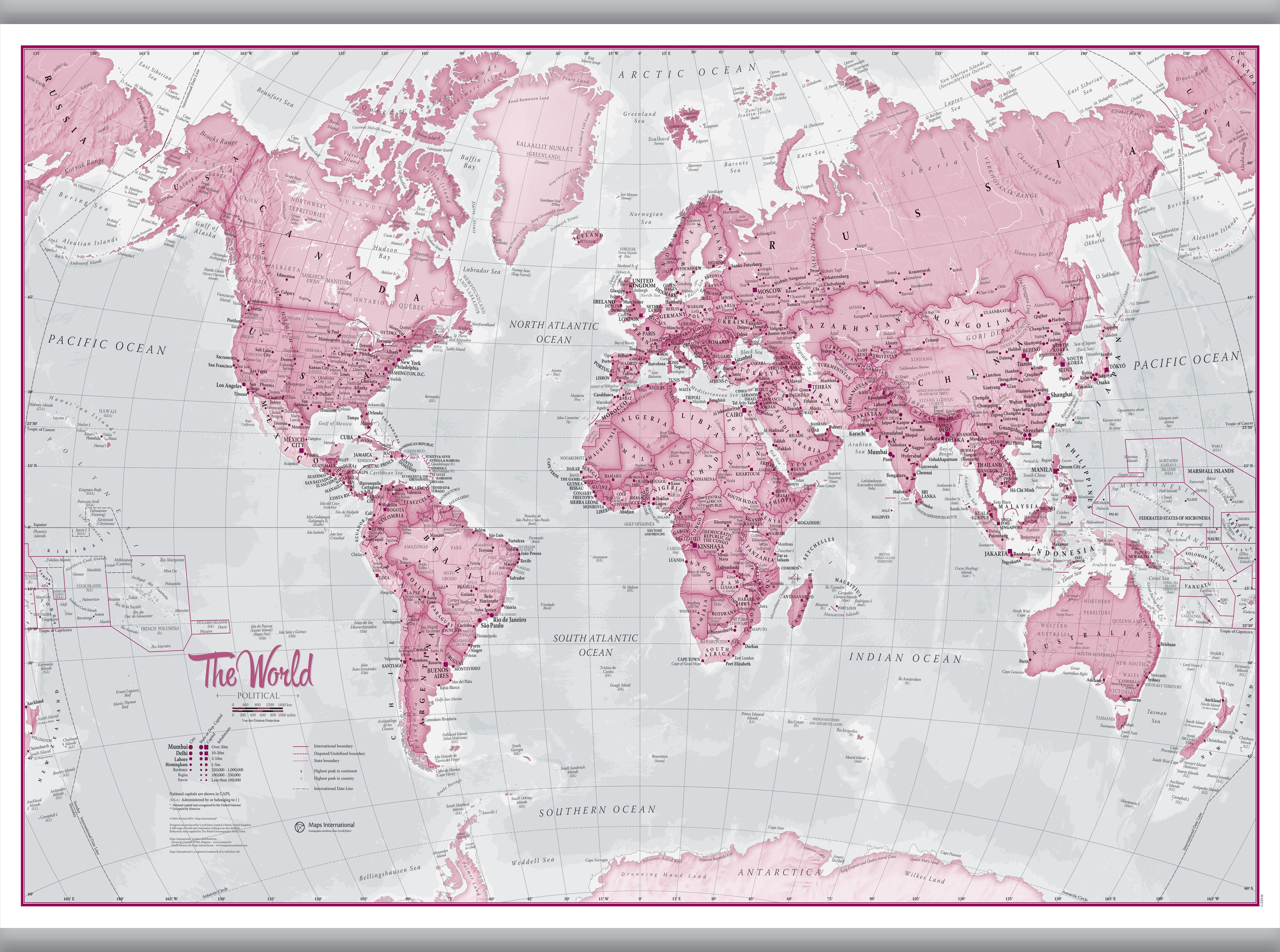 WM00273_L_LAMHB - The World Is Art - Wall Map Pink