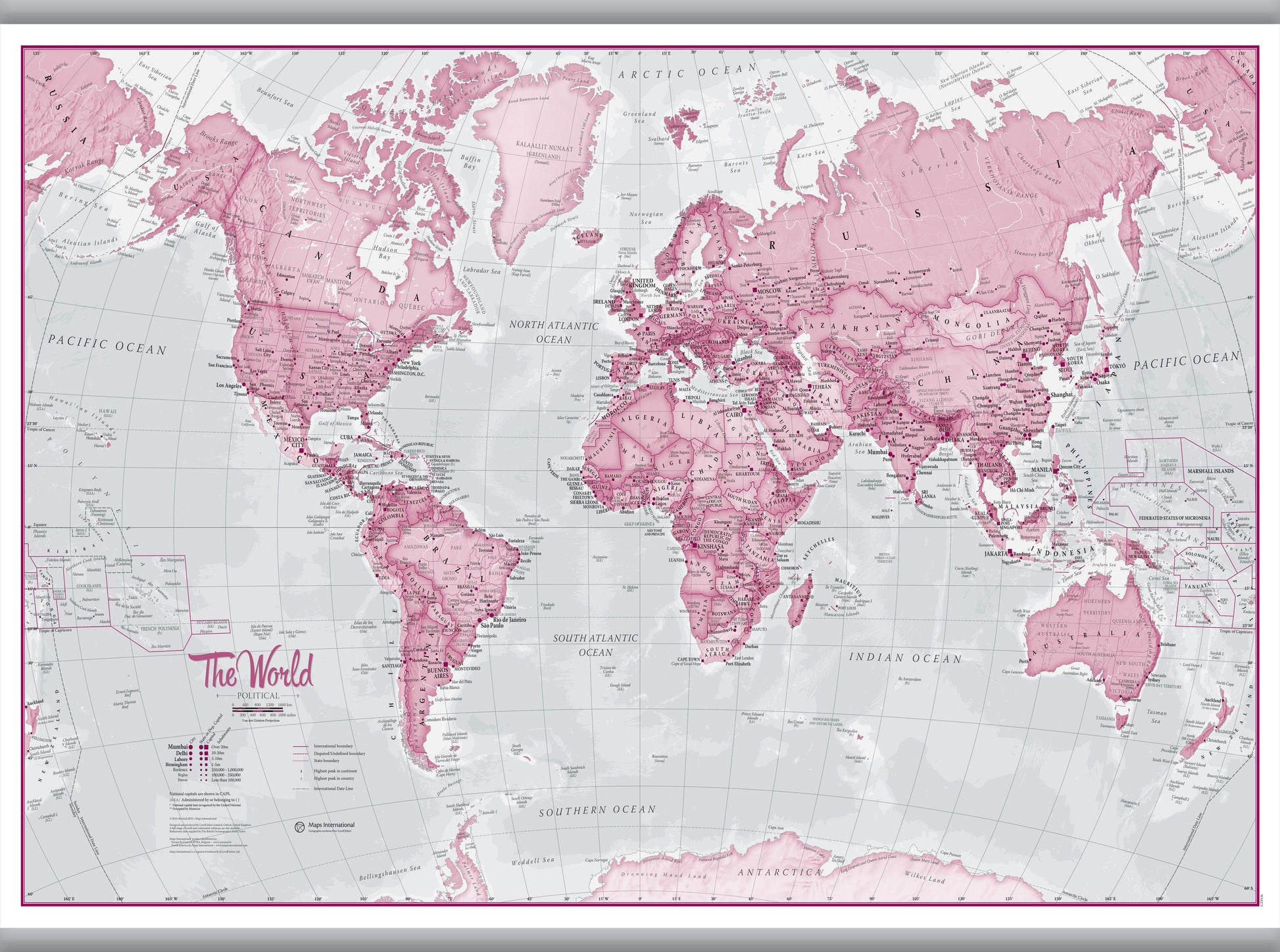 WM00273_L_LAMHB - The World Is Art - Wall Map Pink