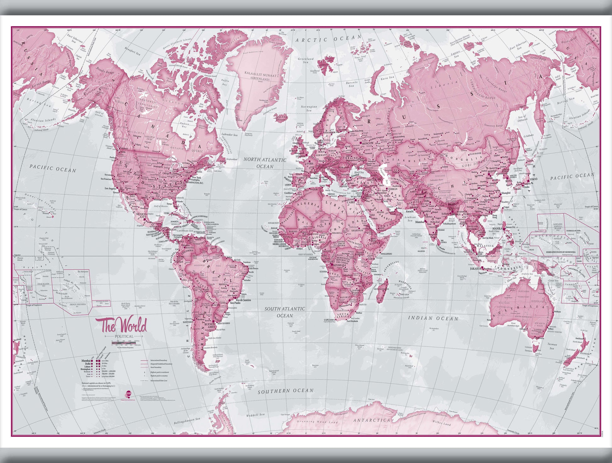 WM00273_M_CANHB - The World Is Art - Wall Map Pink
