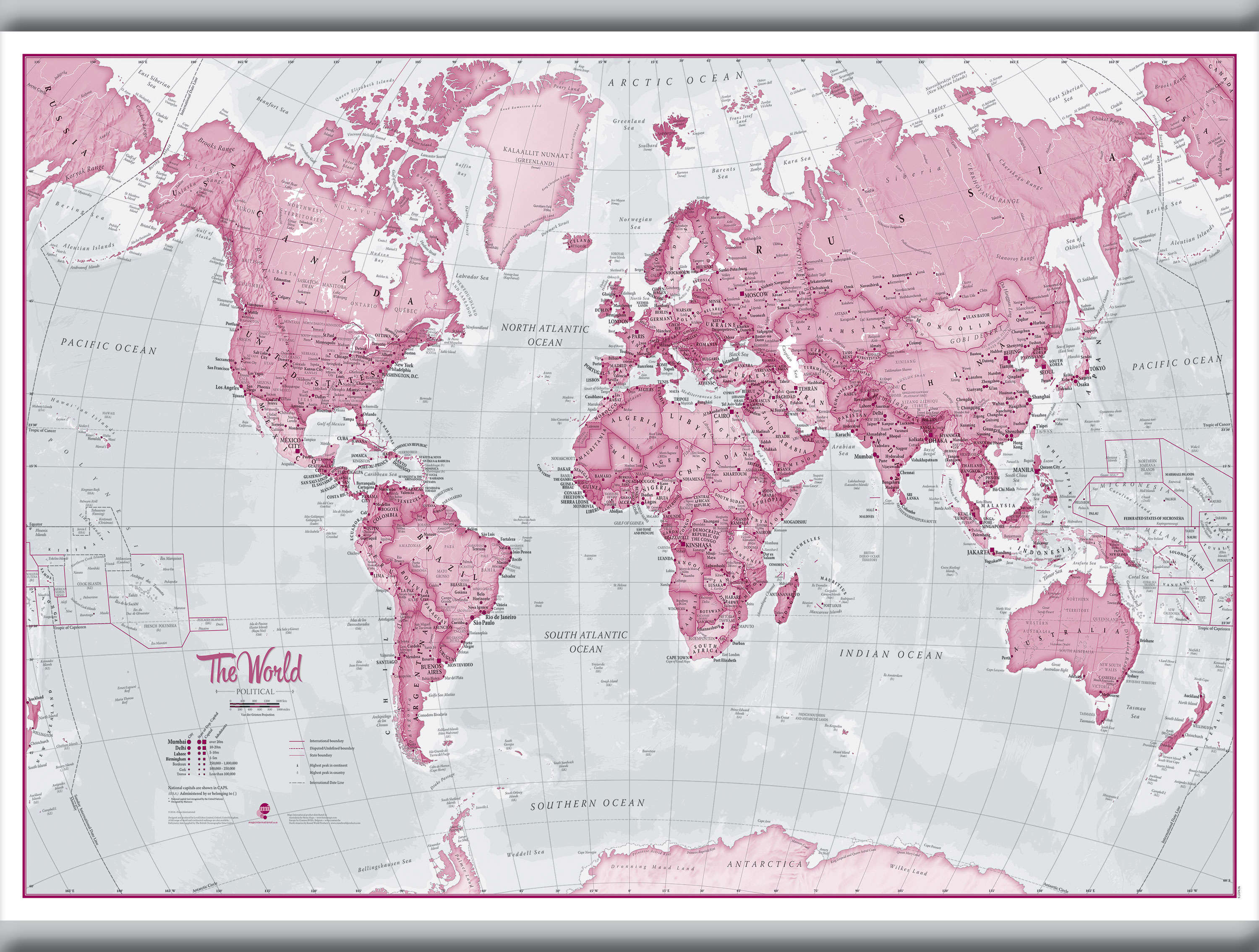 WM00273_M_CANHB - The World Is Art - Wall Map Pink