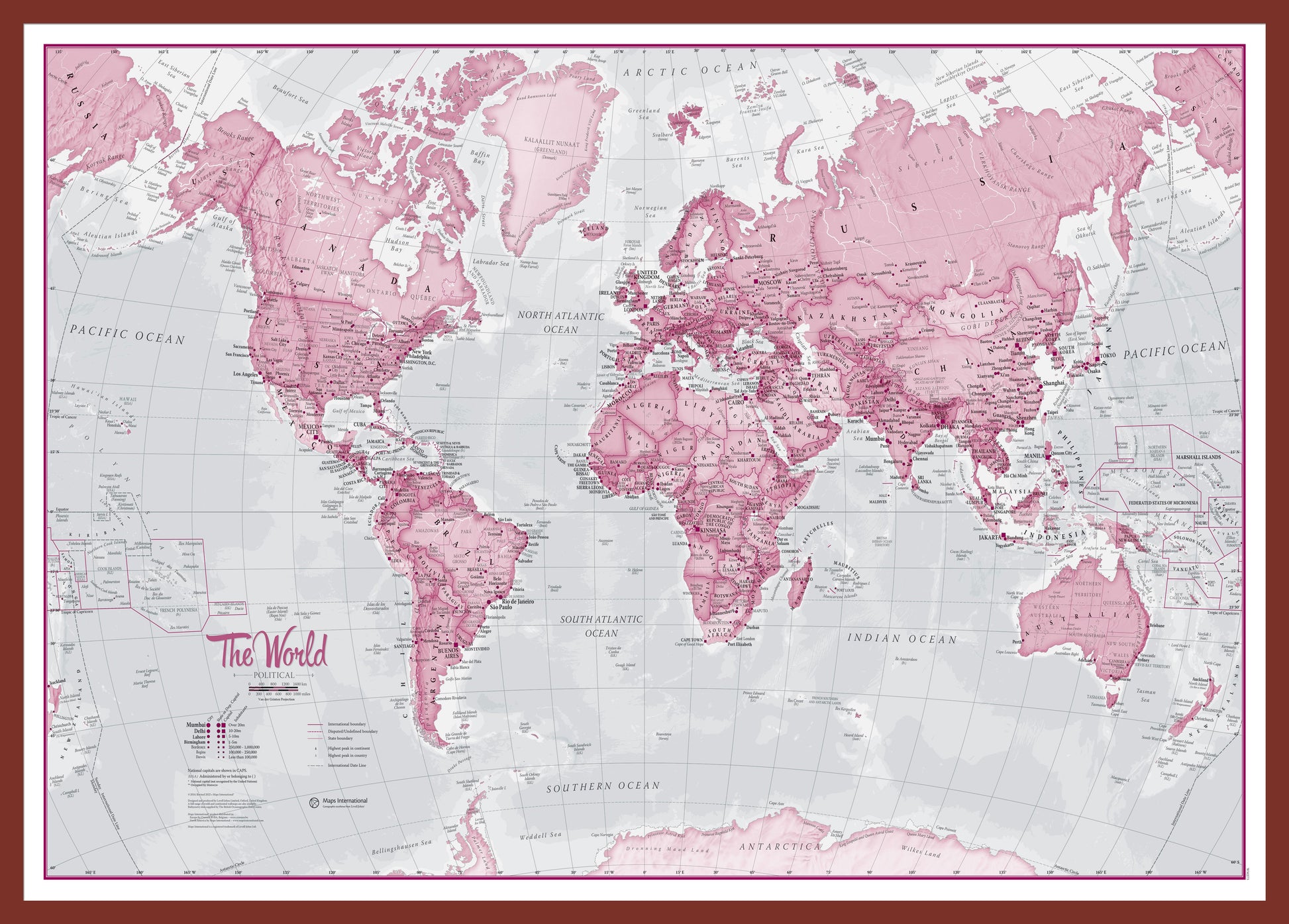 WM00273_S_PINOK - The World Is Art - Wall Map Pink
