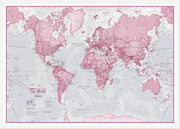 WM00273_S_WDWHI - The World Is Art - Wall Map Pink