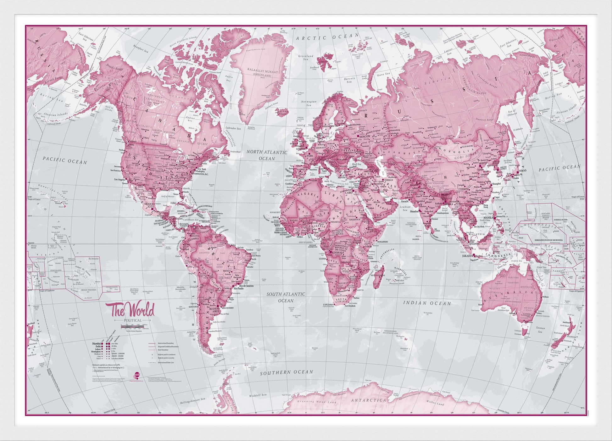 WM00273_S_BWWHI - The World Is Art - Wall Map Pink