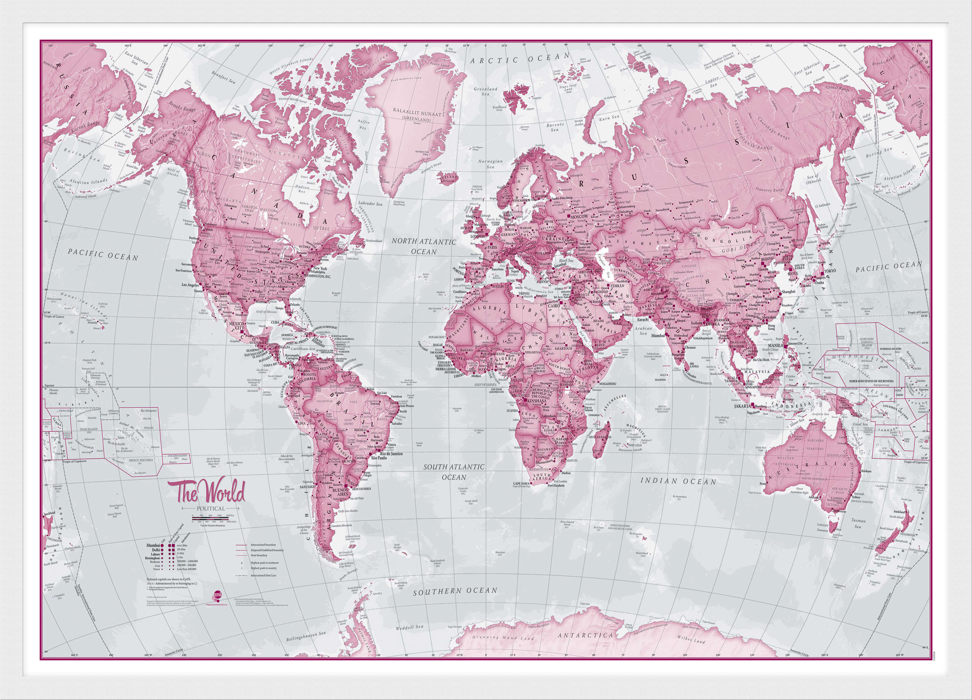 WM00273_S_BWWHI - The World Is Art - Wall Map Pink