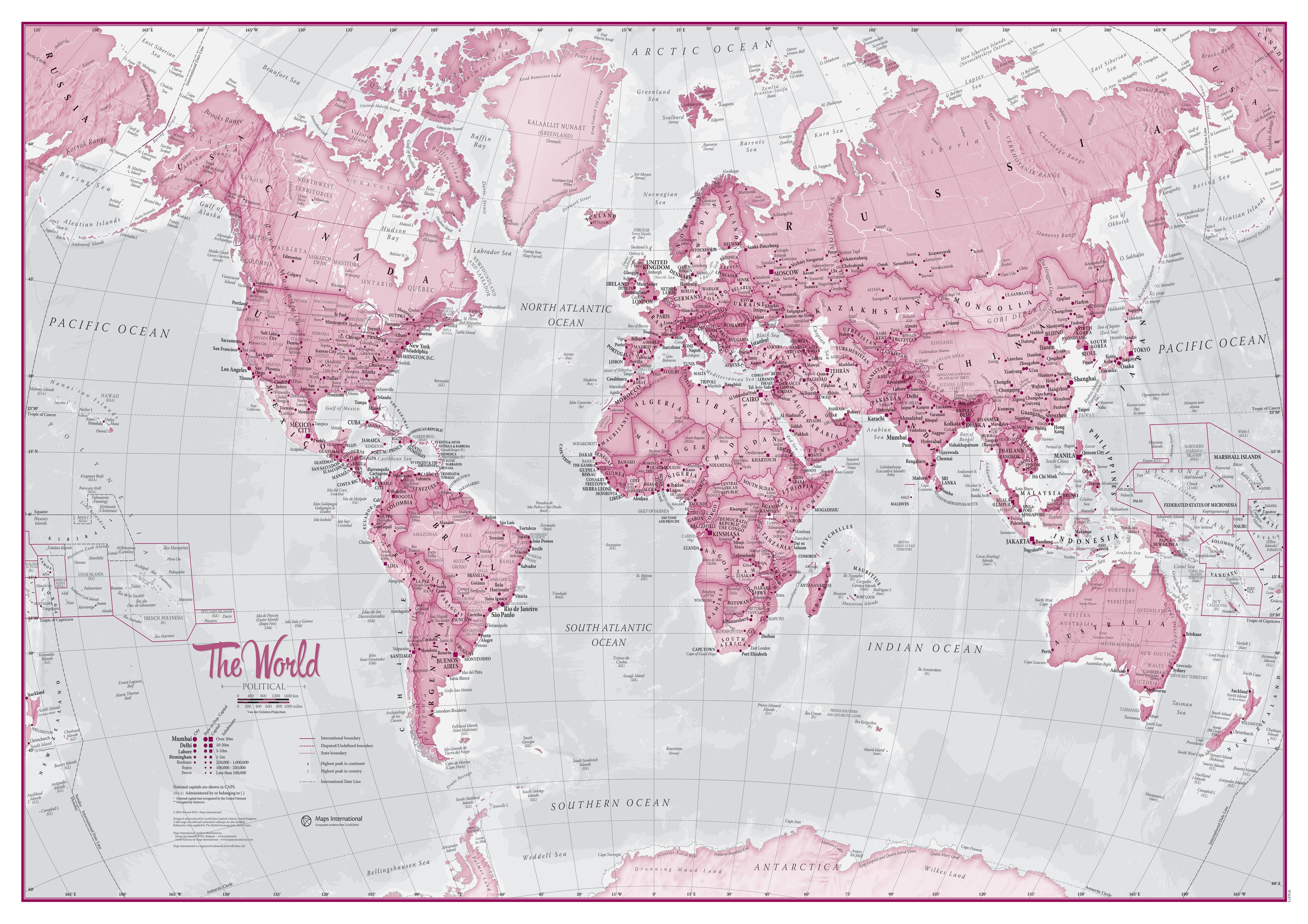 WM00273_S_LAMIN - The World Is Art - Wall Map Pink