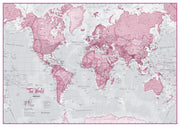 WM00273_L_LAMIN - The World Is Art - Wall Map Pink