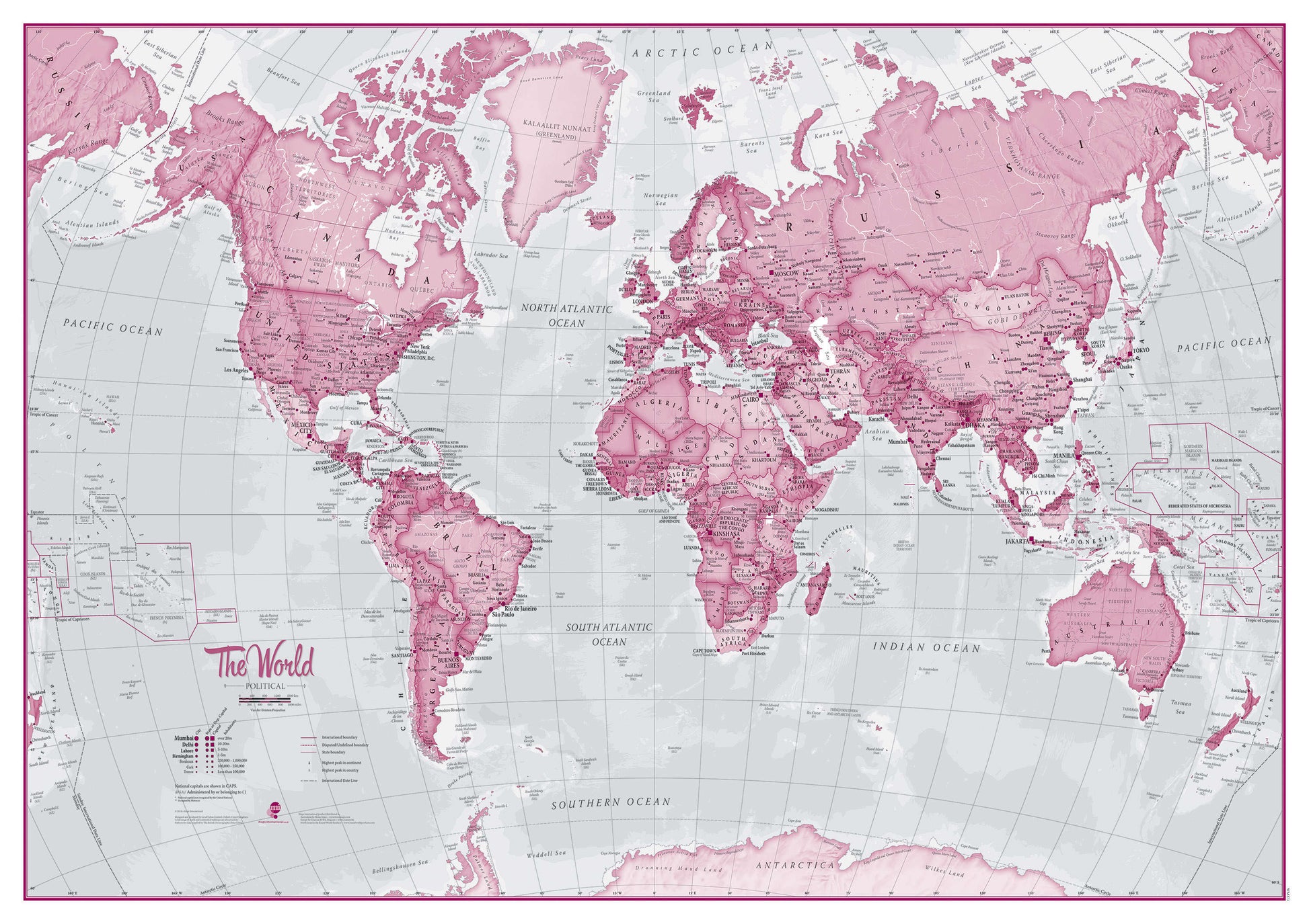 WM00273_M_CANRL - The World Is Art - Wall Map Pink