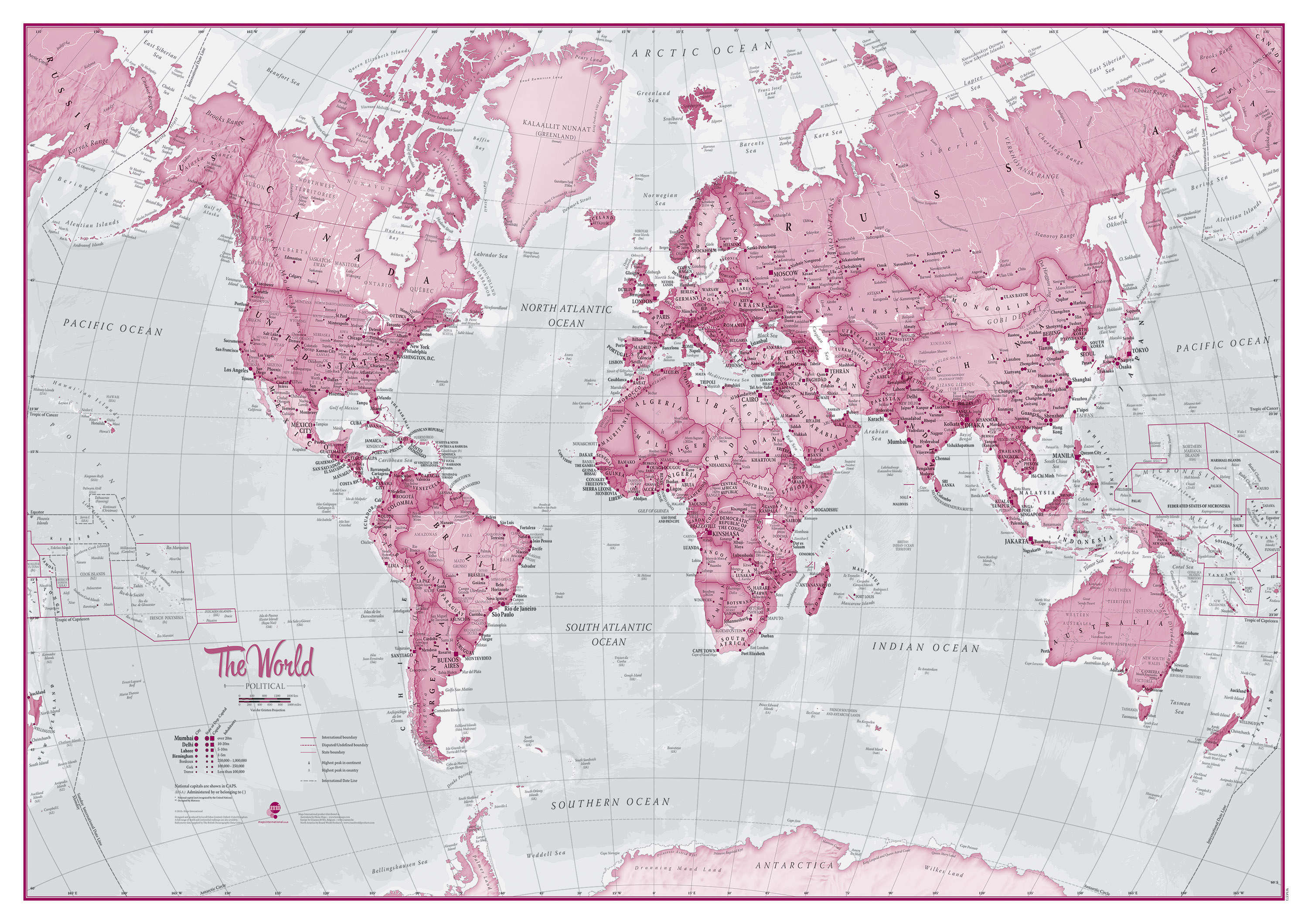 WM00273_M_CANRL - The World Is Art - Wall Map Pink