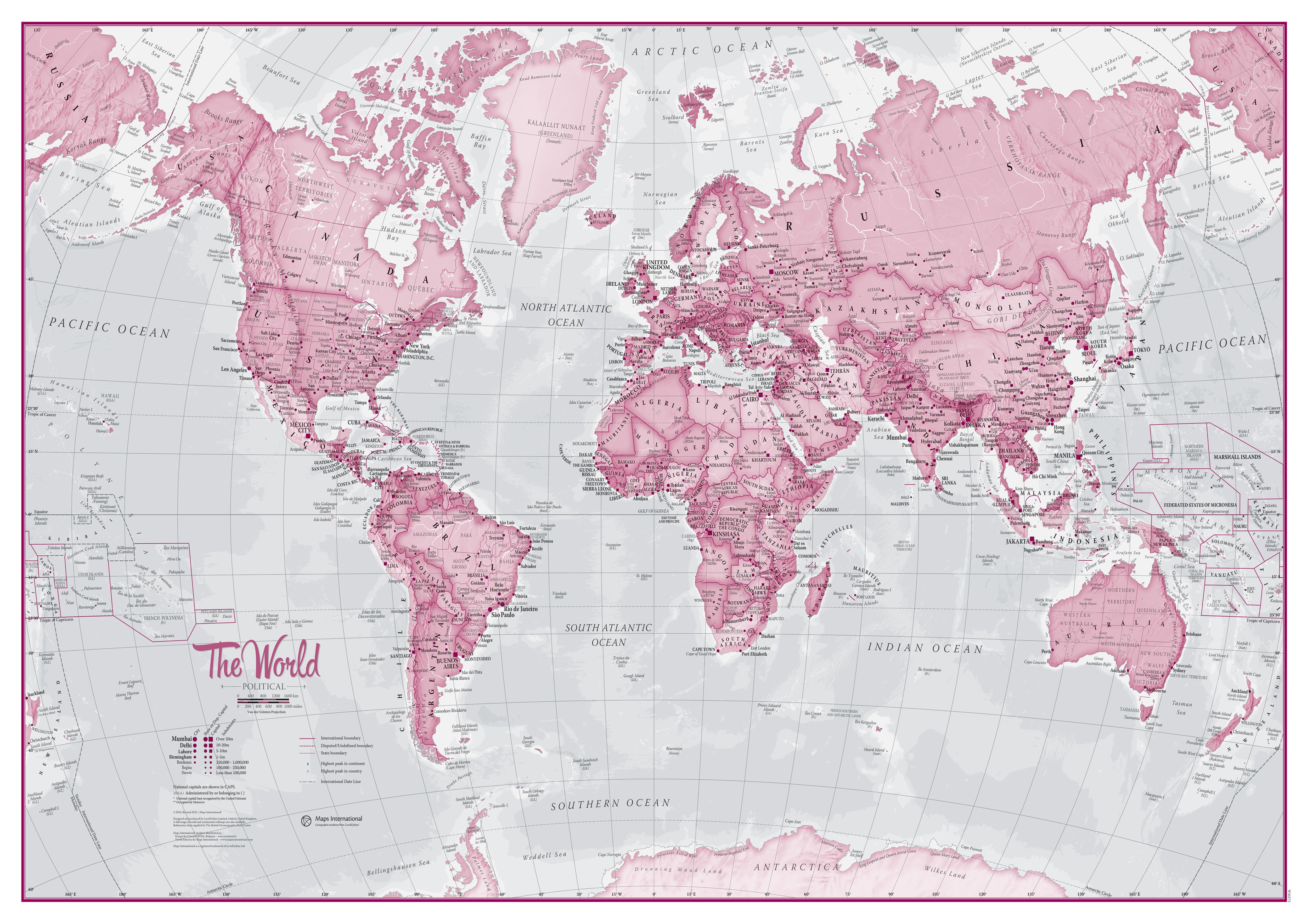 The World Is Art Wall Map Pink