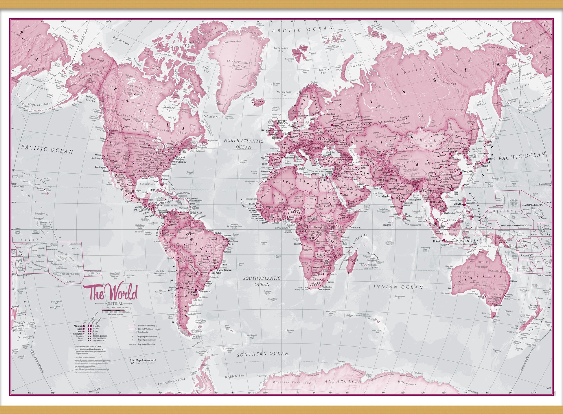 WM00273_M_LWDHB - The World Is Art - Wall Map Pink