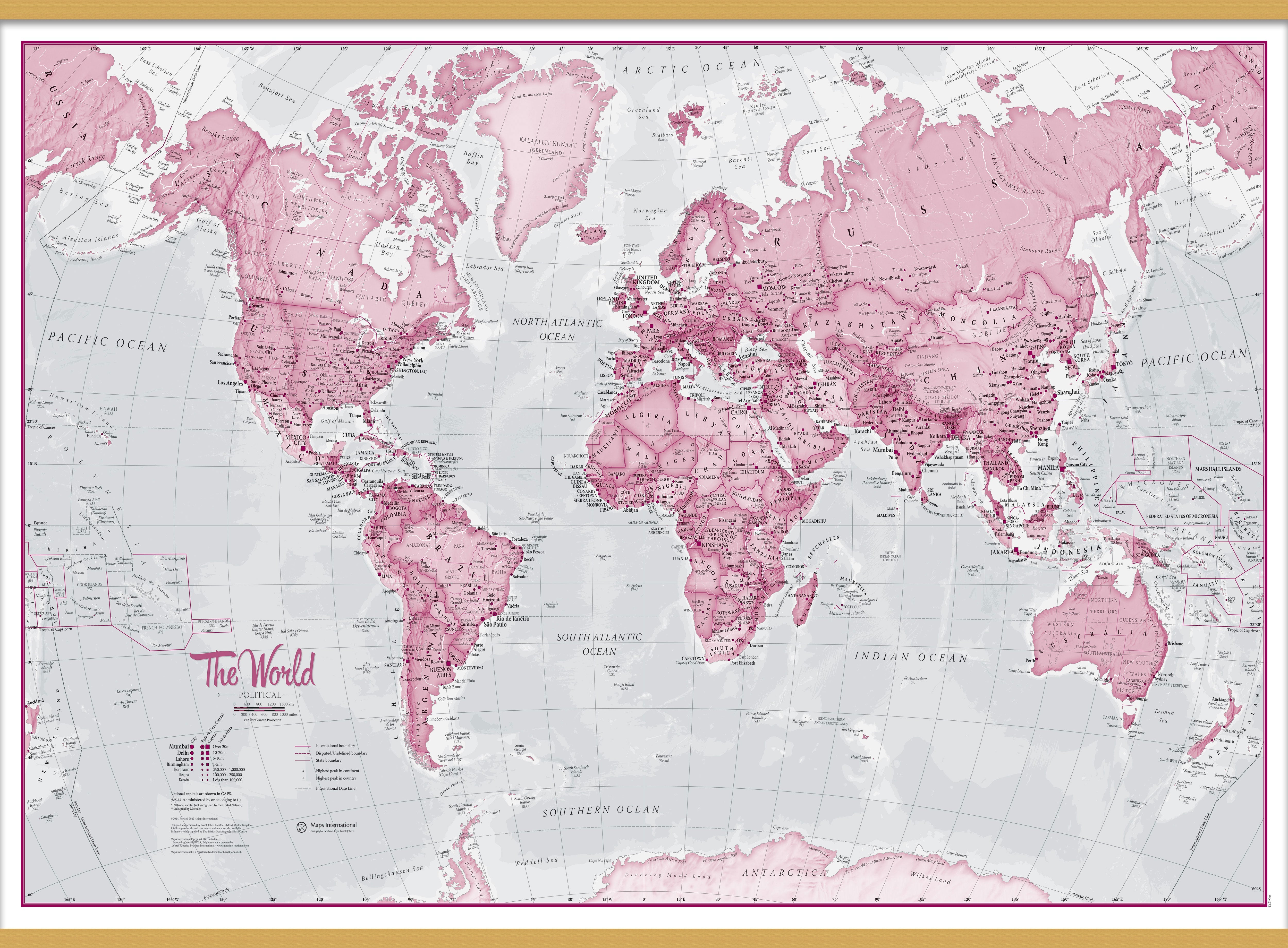 WM00273_S_LWDHB - The World Is Art - Wall Map Pink