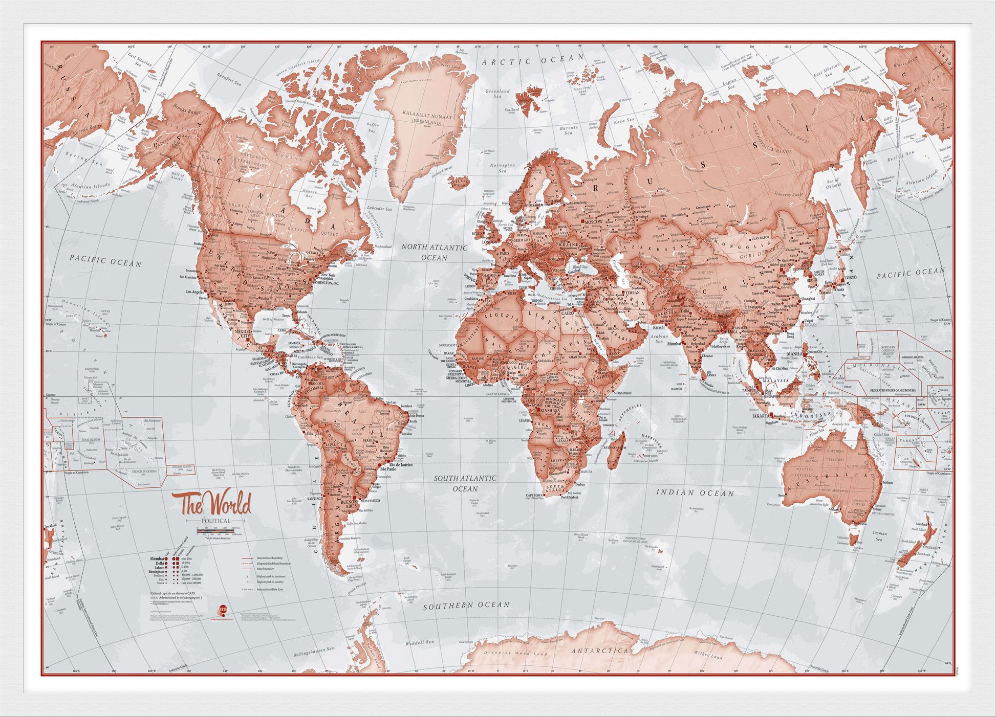 WM00271_S_BWWHI - The World Is Art - Wall Map Red