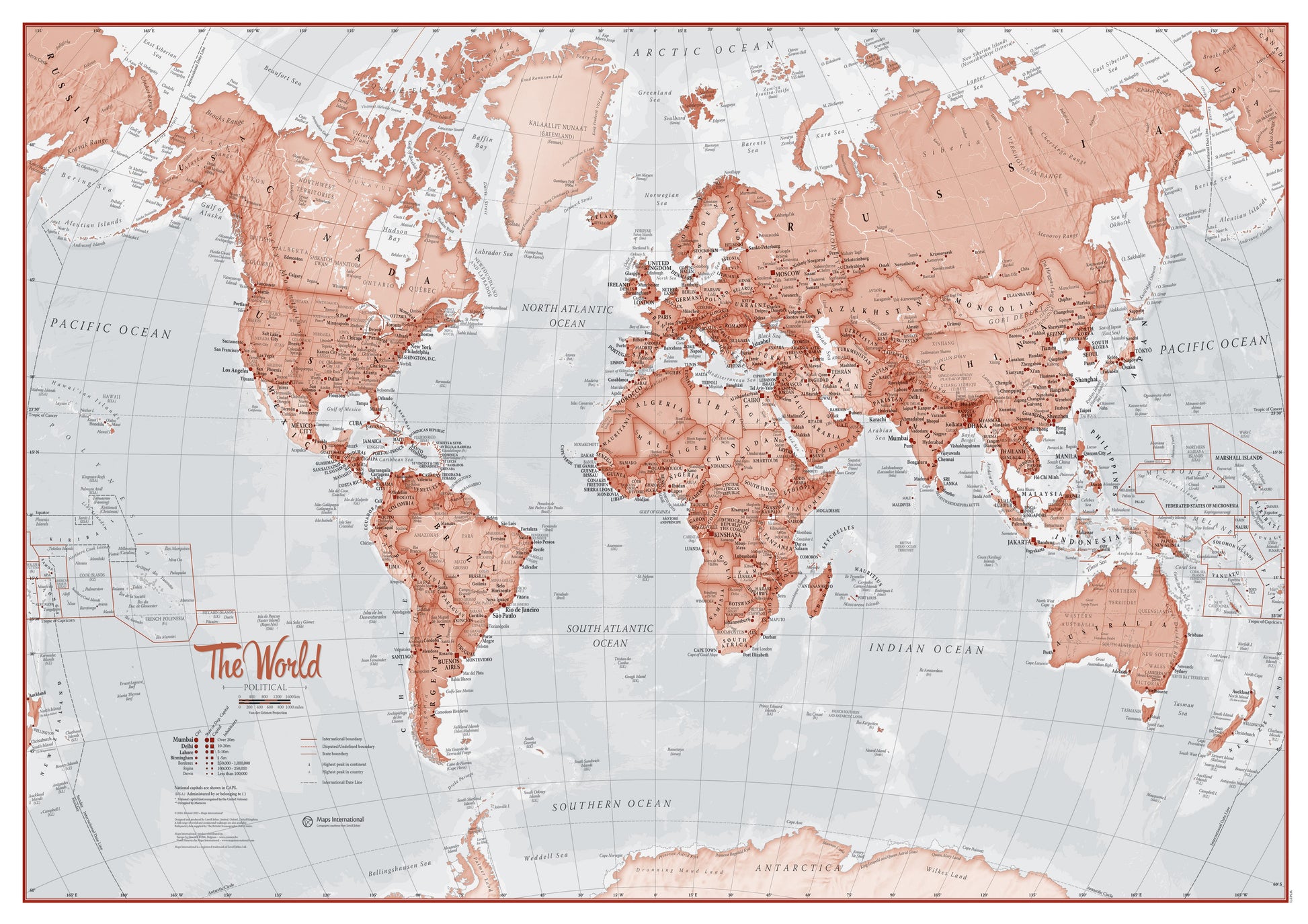 WM00271_S_PAPER - The World Is Art - Wall Map Red