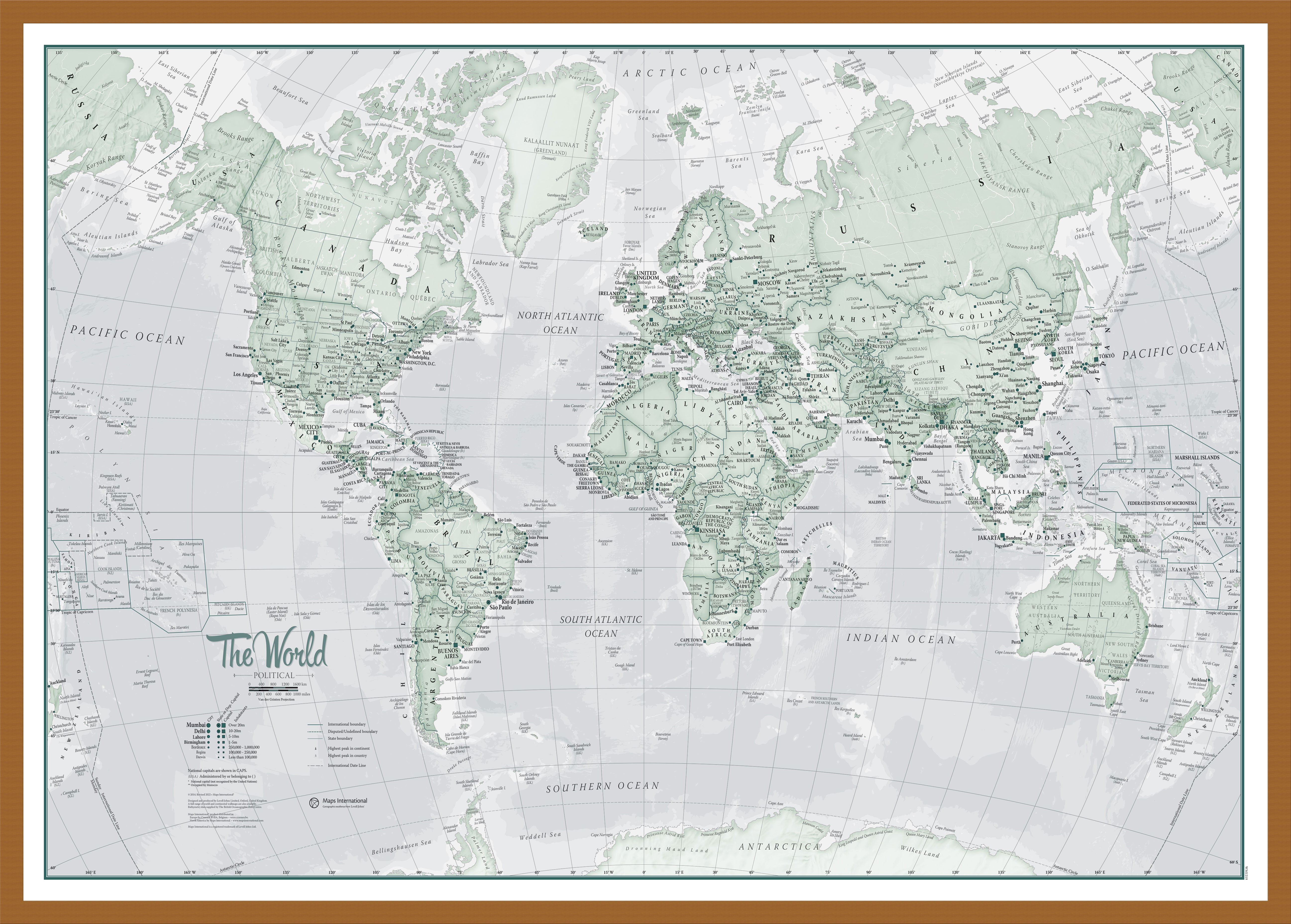 The World Is Art Wall Map Rustic Teak Frame Wdtea