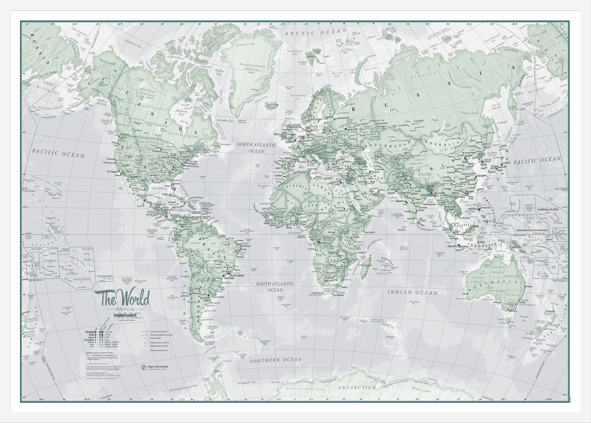 The World Is Art Wall Map Rustic White Frame