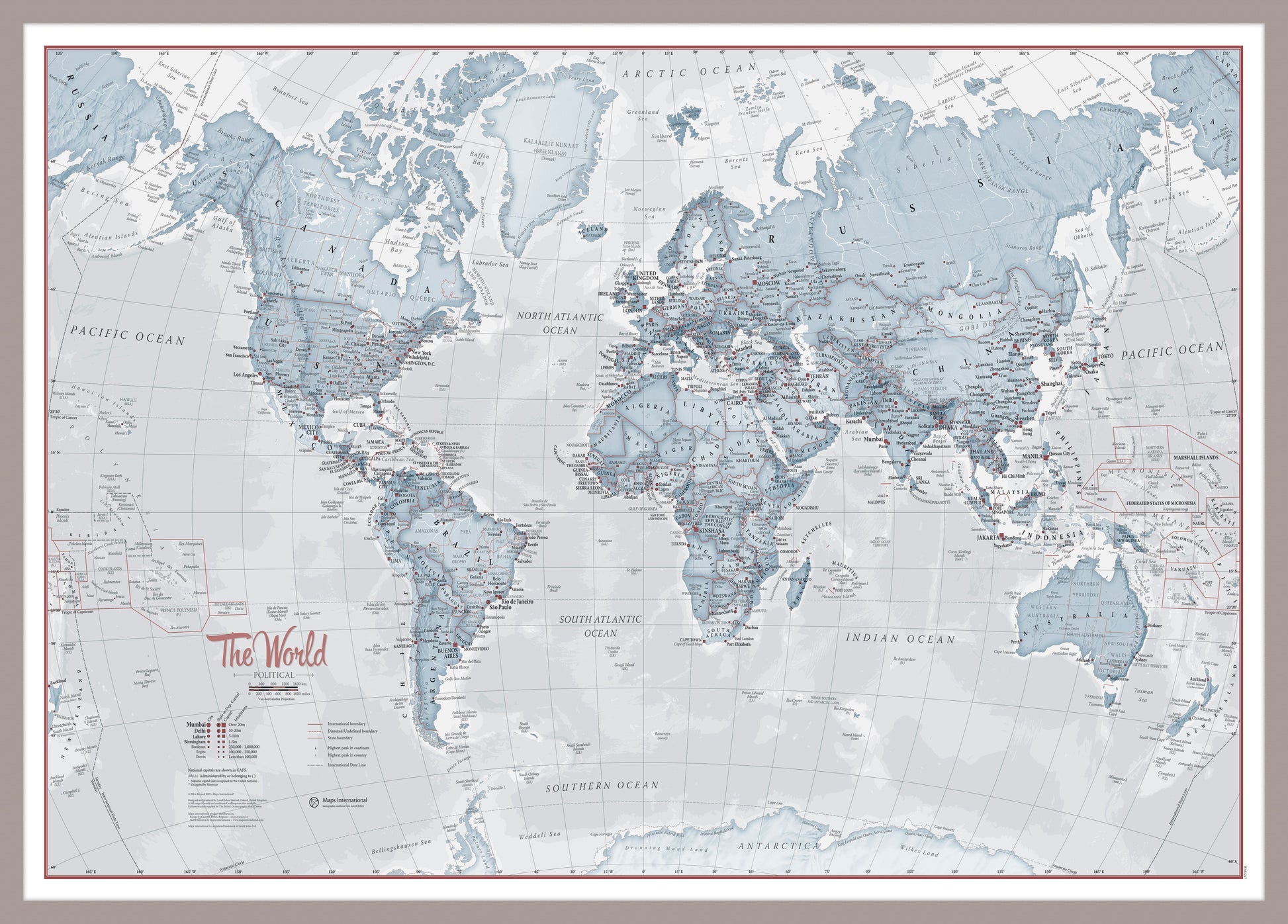 WM01225_S_PINAL - The World Is Art - Wall Map Teal