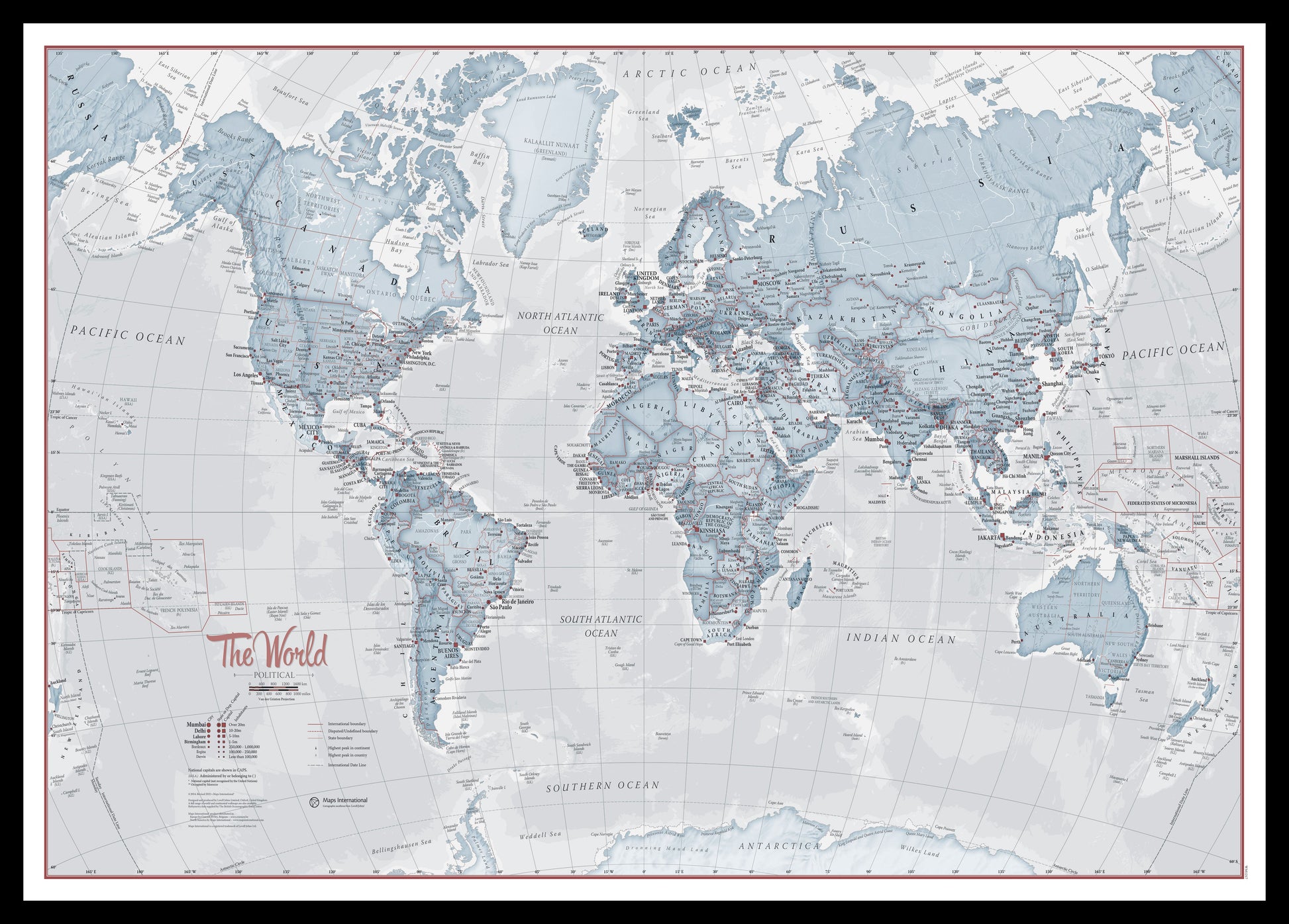 WM01225_M_PINBL - The World Is Art - Wall Map Teal
