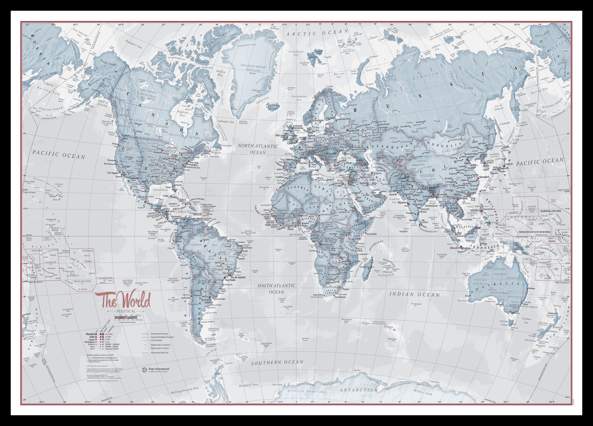 The World Is Art Wall Map Teal Black Frame Pinbl
