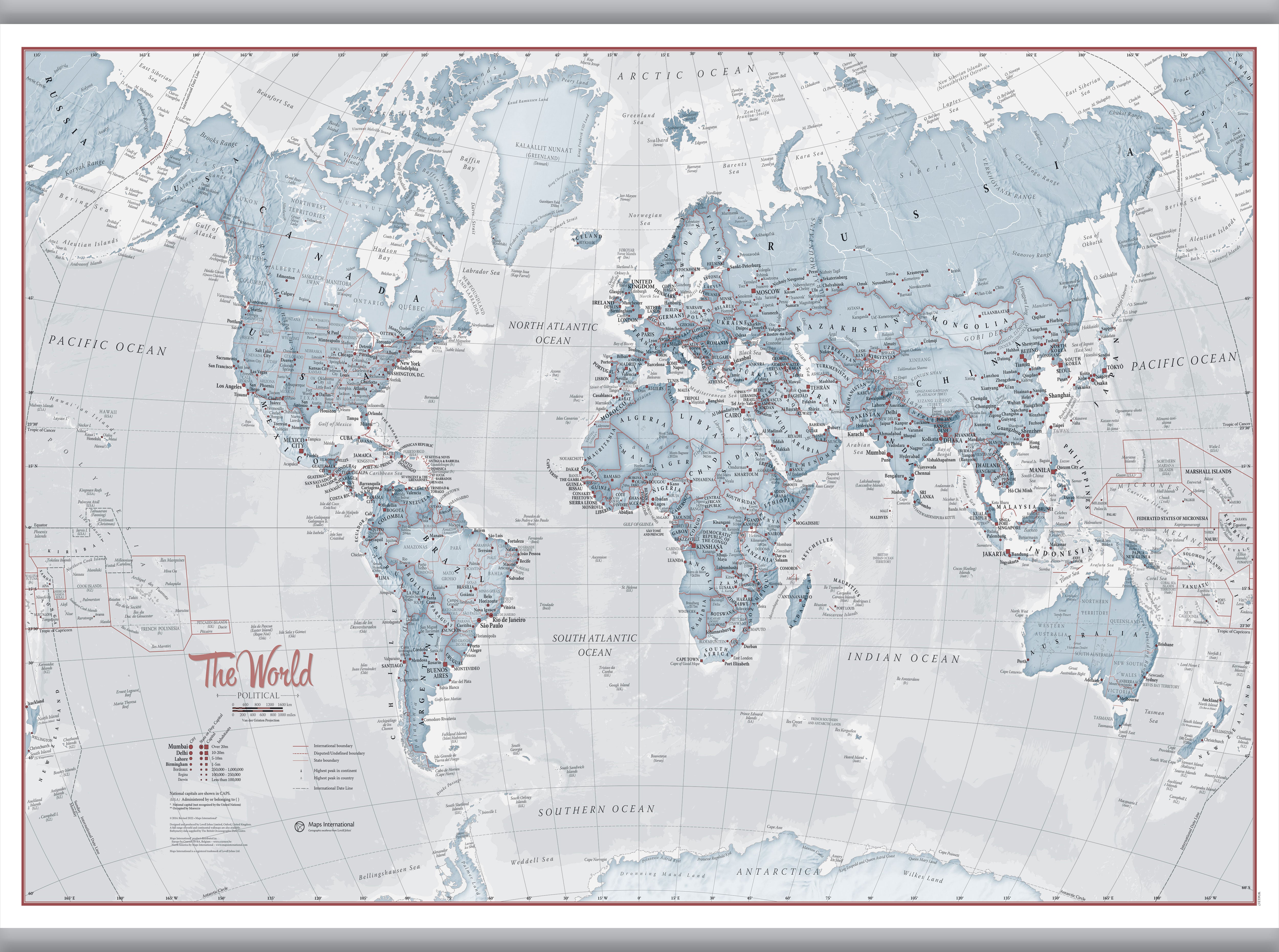 The World Is Art Wall Map Teal Hanging Bars Hangb