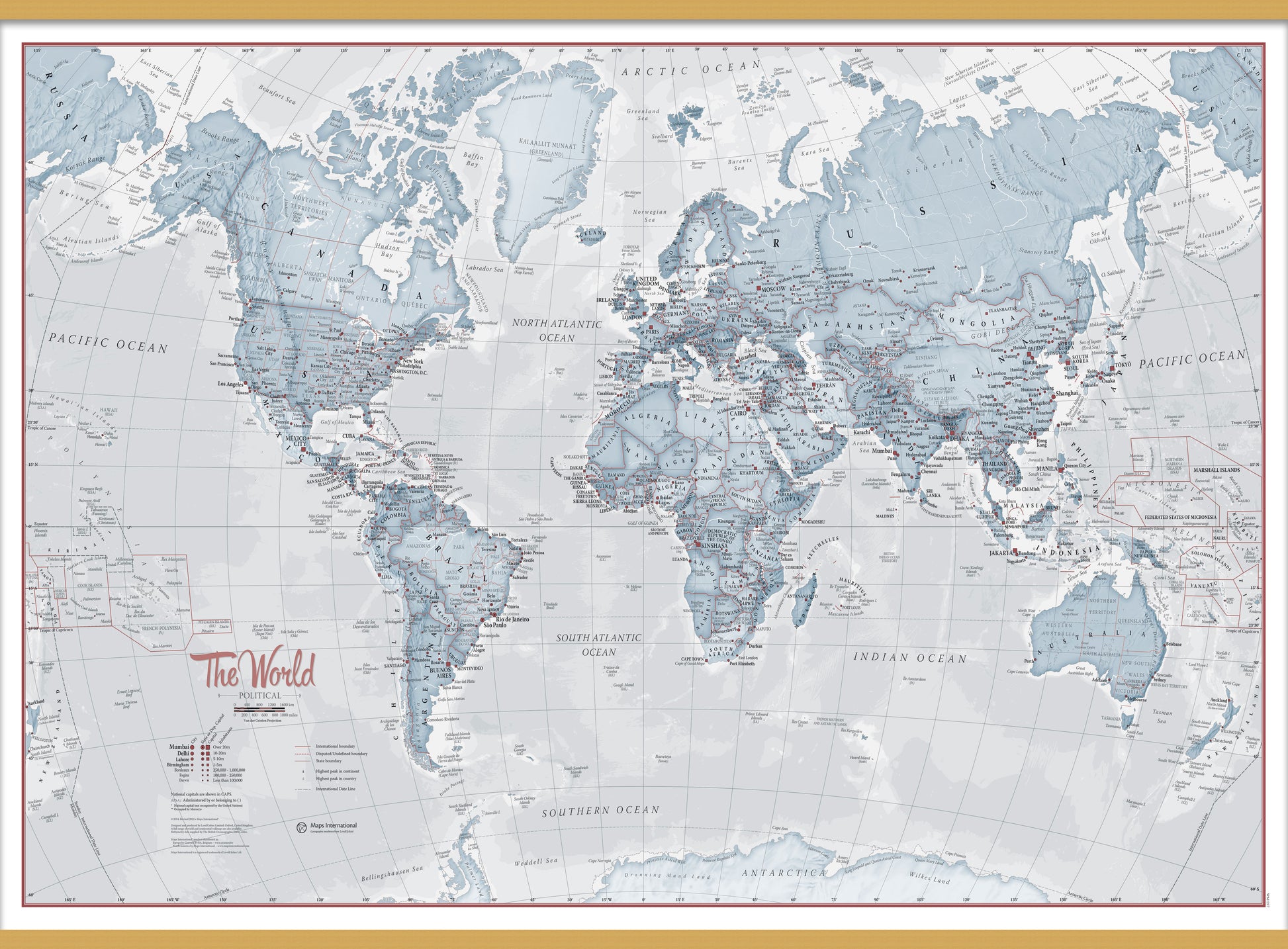 The World Is Art Wall Map Teal Wooden Bars Lwdhb