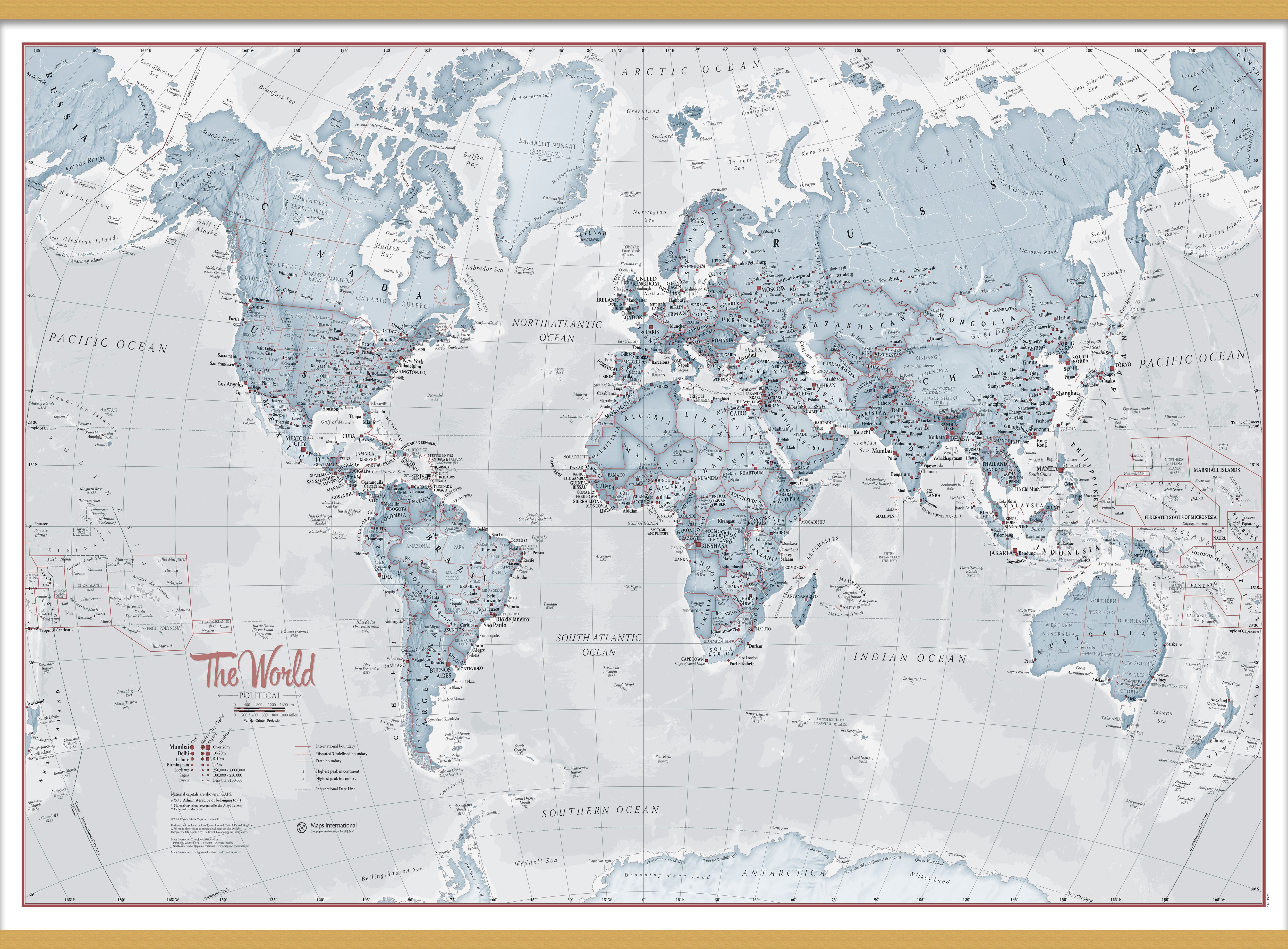 The World Is Art Wall Map Teal Wooden Bars Lwdhb