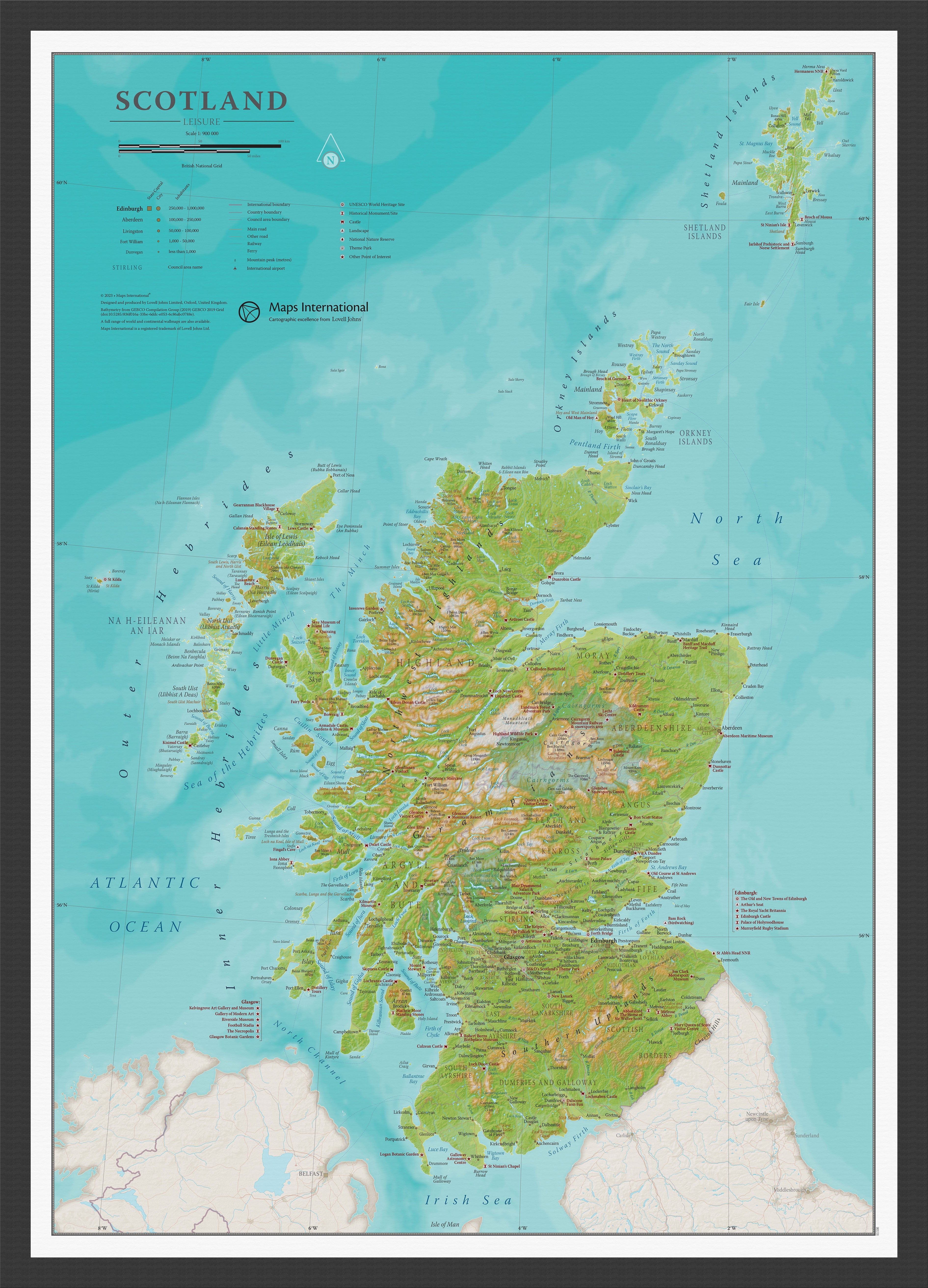 UK01736_S_WDBLA - Travel Wall Map of Scotland