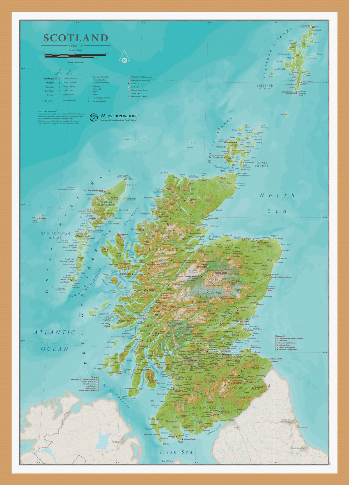UK01736_S_BWOAK - Travel Wall Map of Scotland