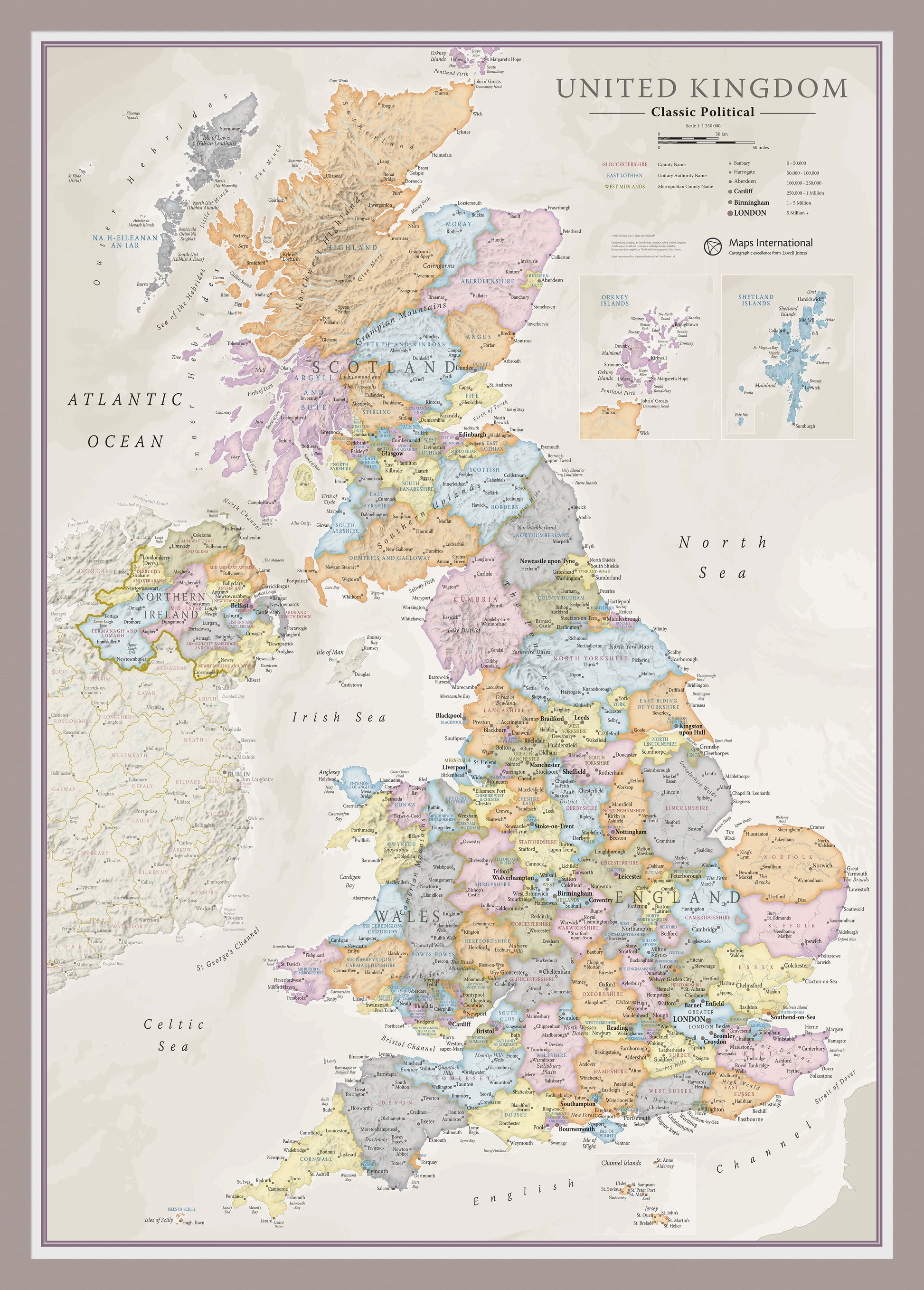 UK01636_M_PINAL - UK Classic Wall Map
