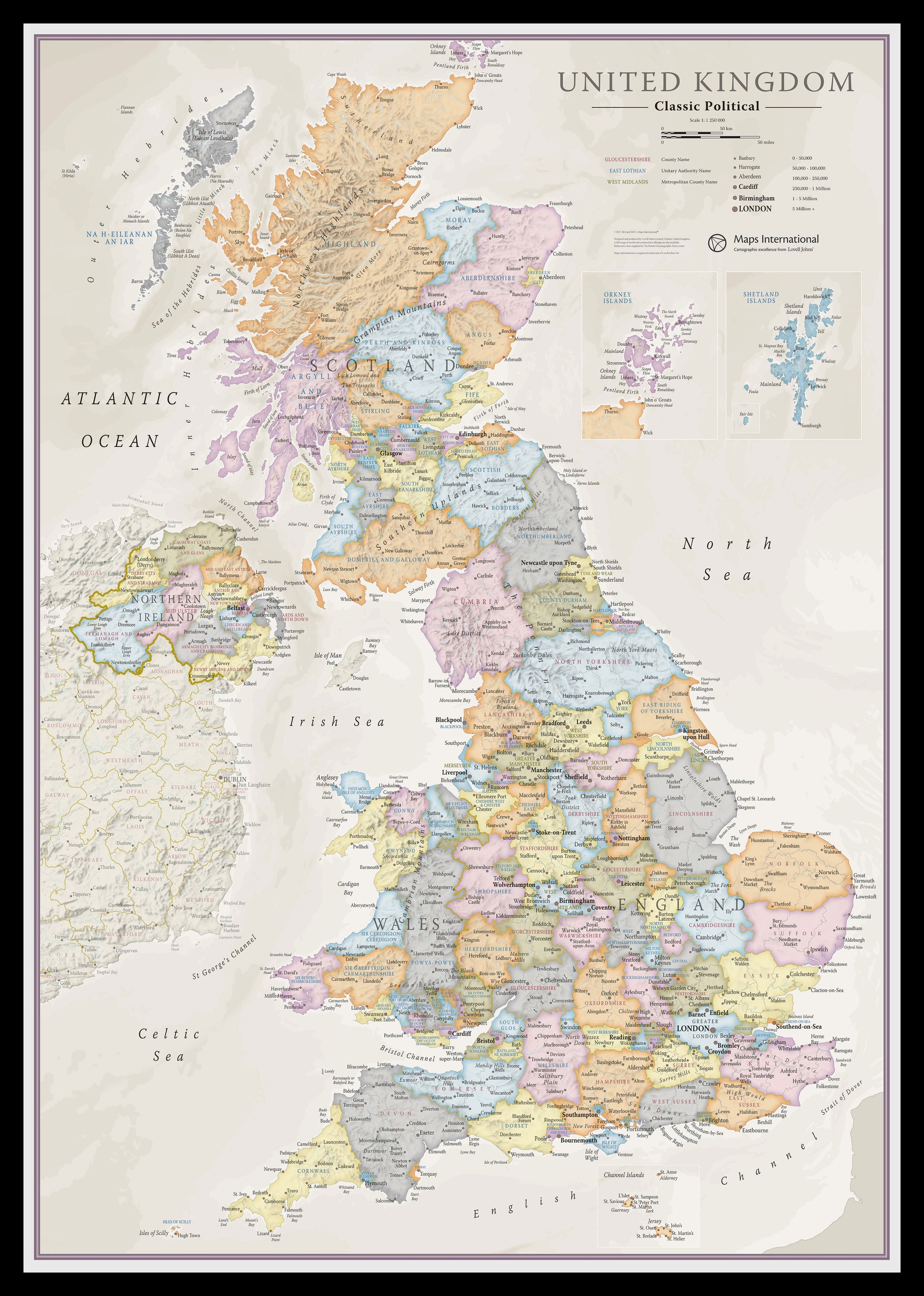 UK01636_M_PINBL - UK Classic Wall Map