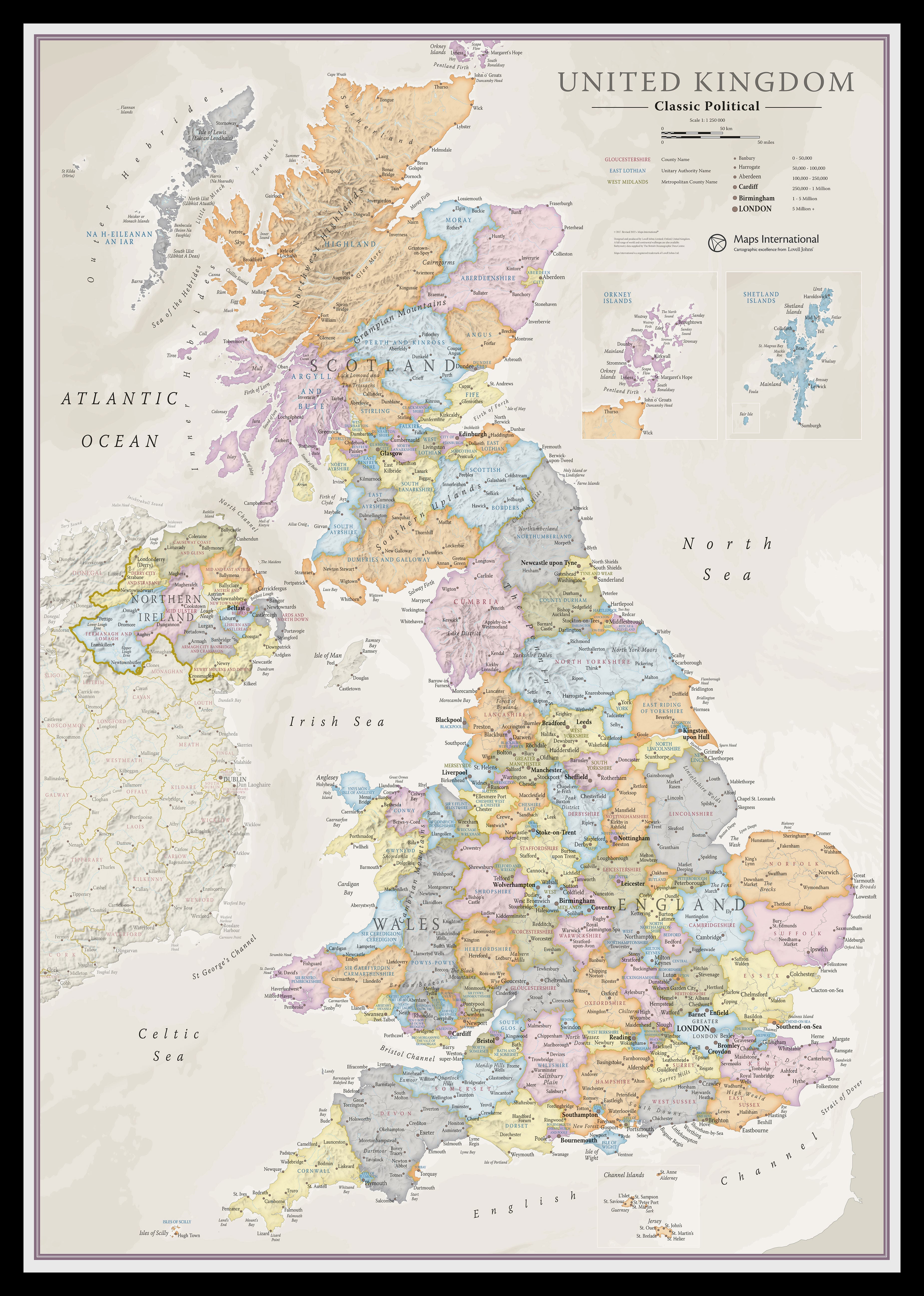 UK01636_M_PINBL - UK Classic Wall Map