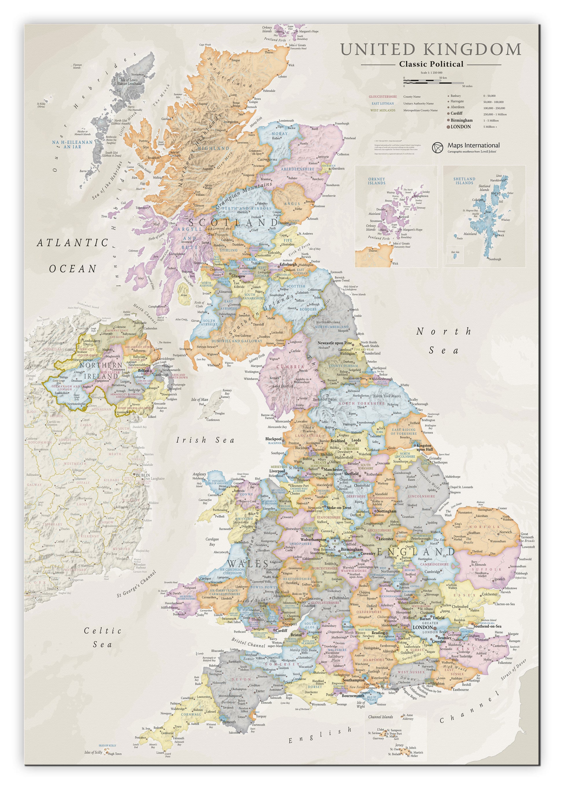 UK01636_L_CANVA - UK Classic Wall Map