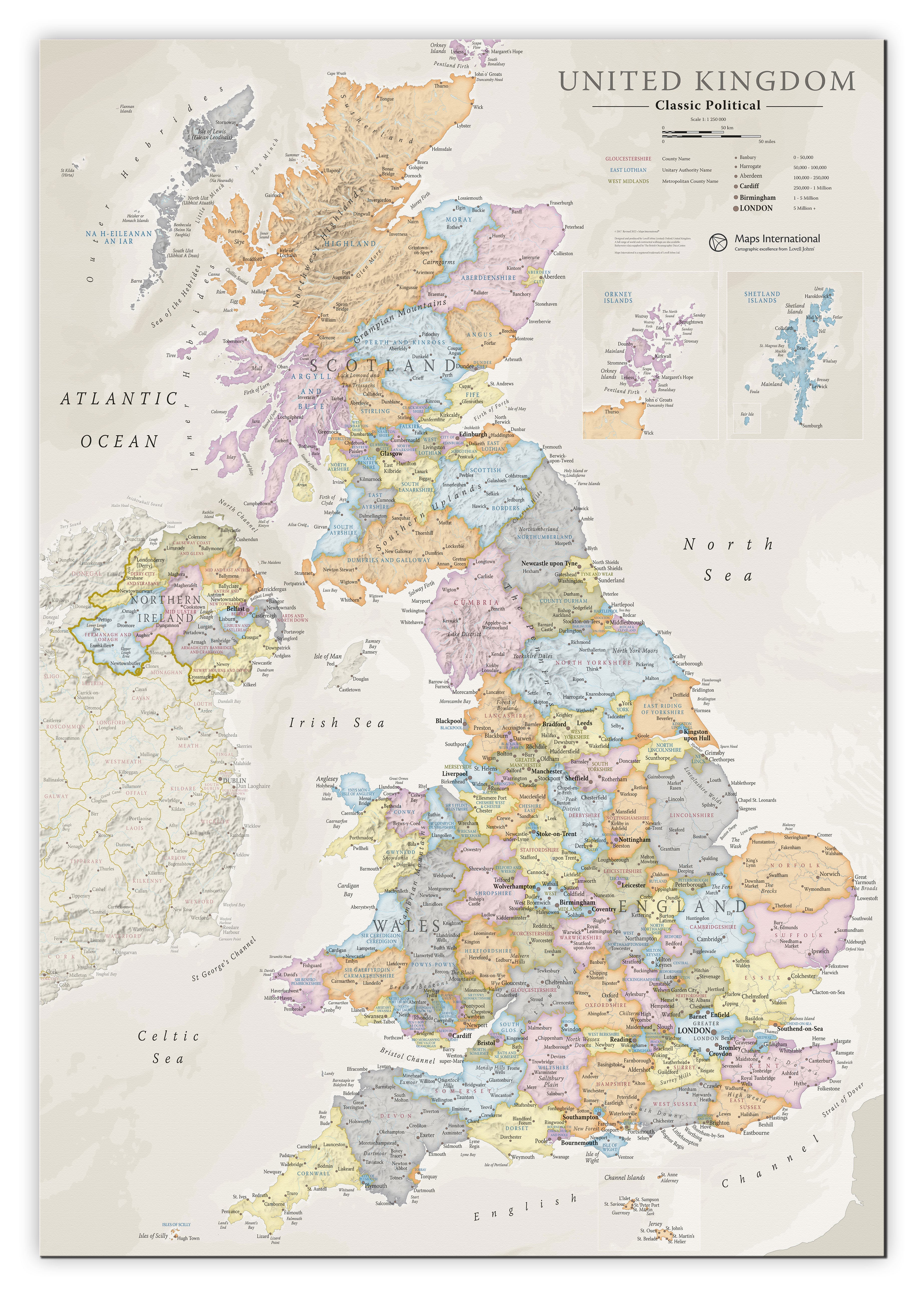 UK01636_M_CANVA - UK Classic Wall Map