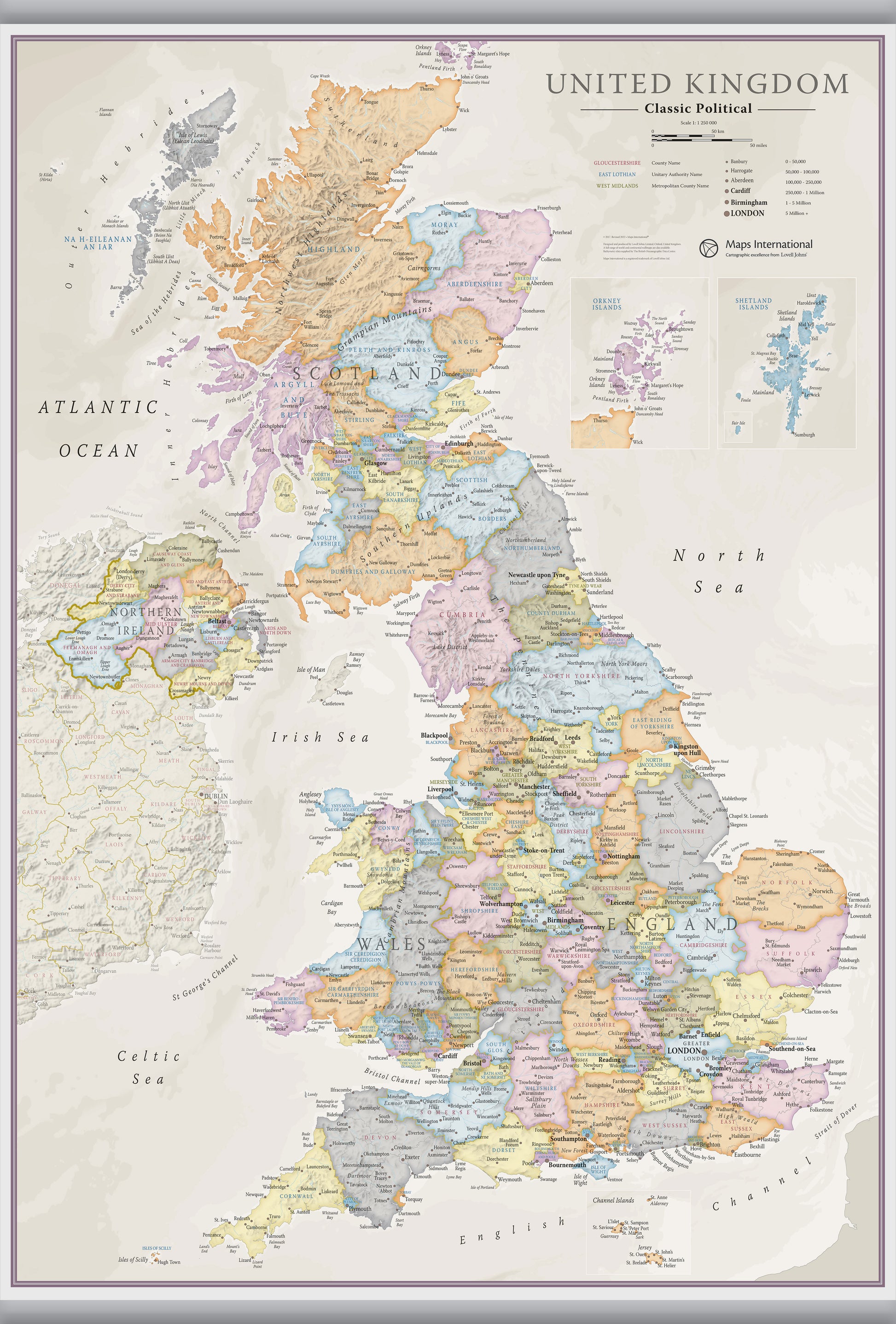 Uk Classic Wall Map Hanging Bars Hangb